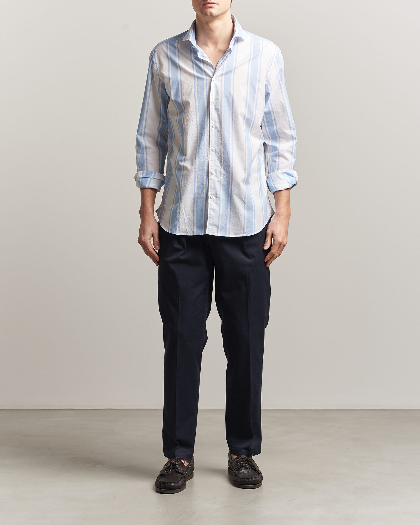 Herren | Hemden | Stenströms | Regular Fit Thin Poplin Stripe Shirt Blue