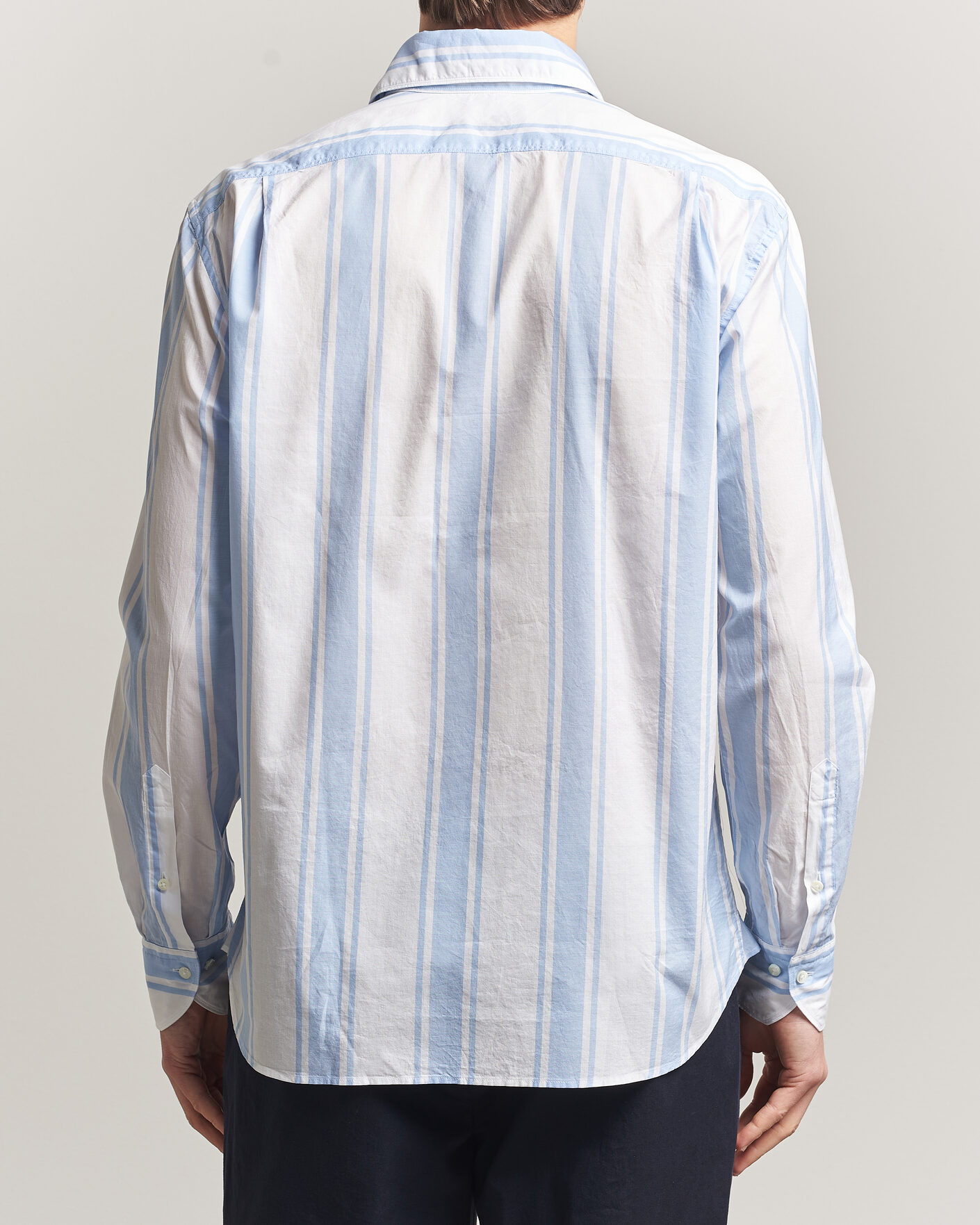 Herren | Hemden | Stenströms | Regular Fit Thin Poplin Stripe Shirt Blue