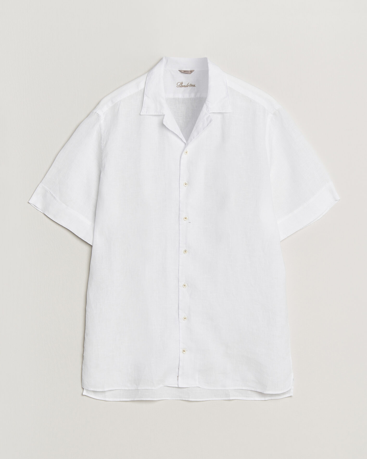 Herren | Hemden | Stenströms | Short Sleeve Linen Shirt White