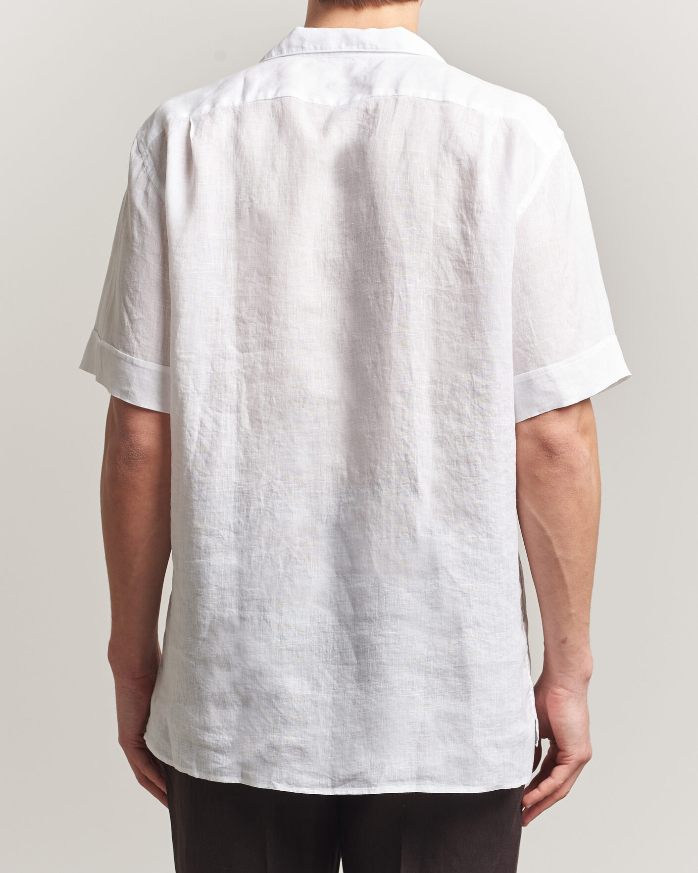 Herren | Hemden | Stenströms | Short Sleeve Linen Shirt White