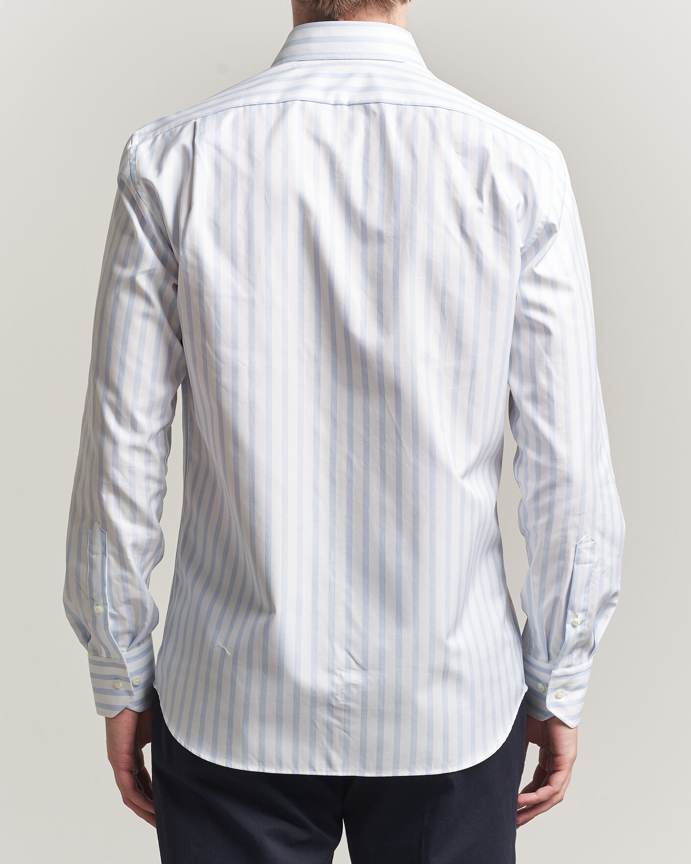 Herren | Hemden | Stenströms | Regular Wide Stripe Twill Shirt Light Blue