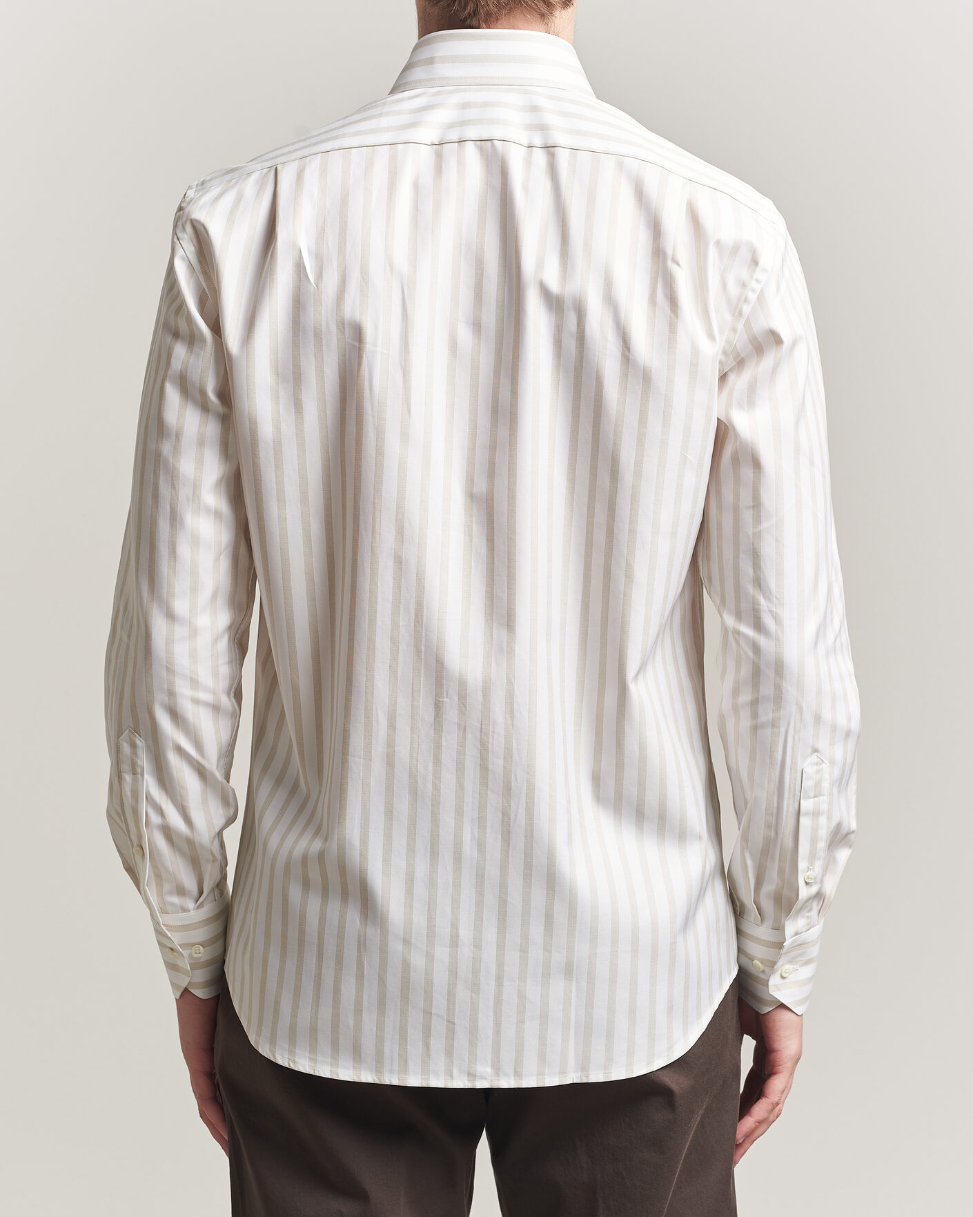 Herren | Hemden | Stenströms | Regular Wide Stripe Twill Shirt Beige