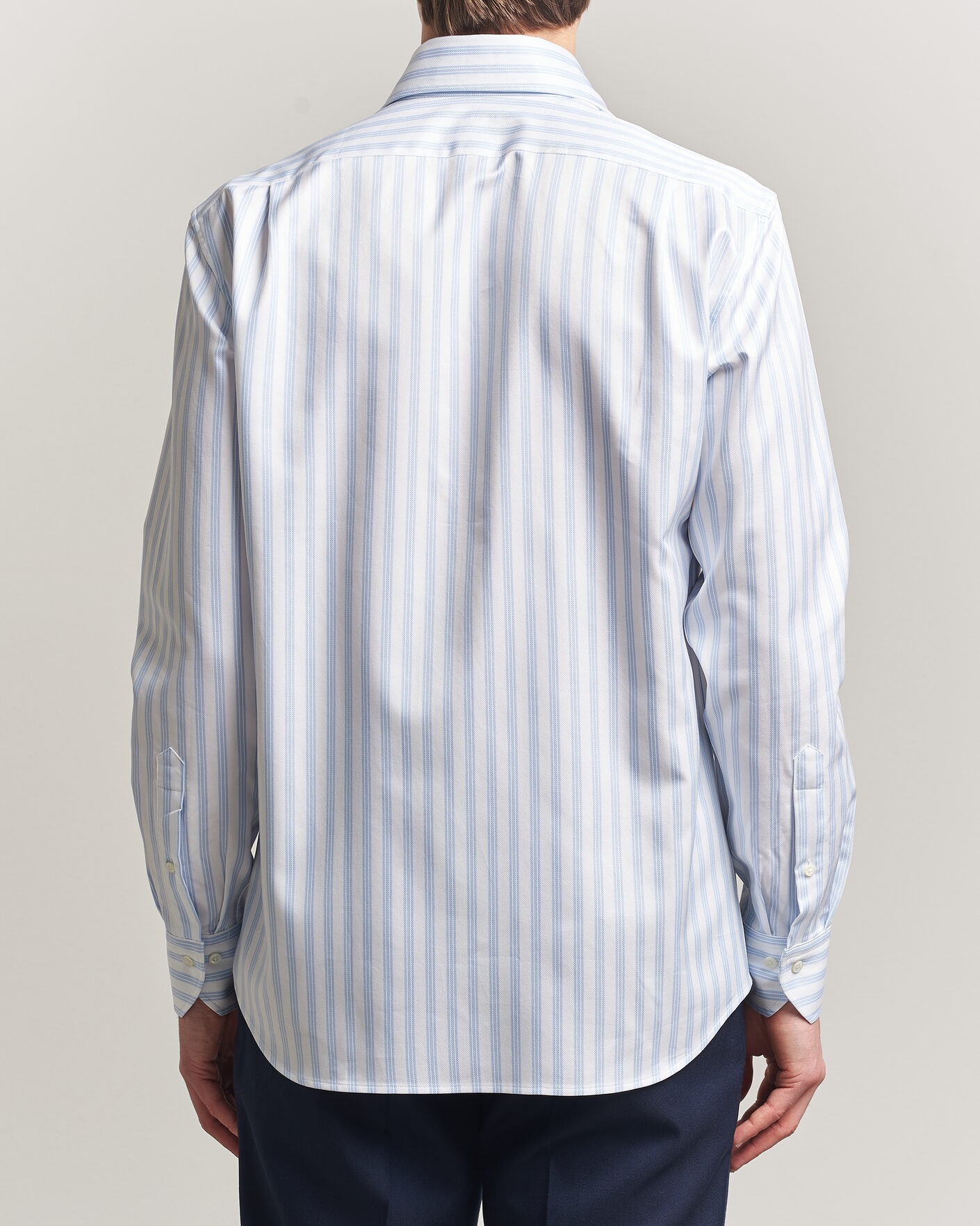 Herren | Hemden | Stenströms | Regular Fit One Piece Collar Striped Shirt Blue