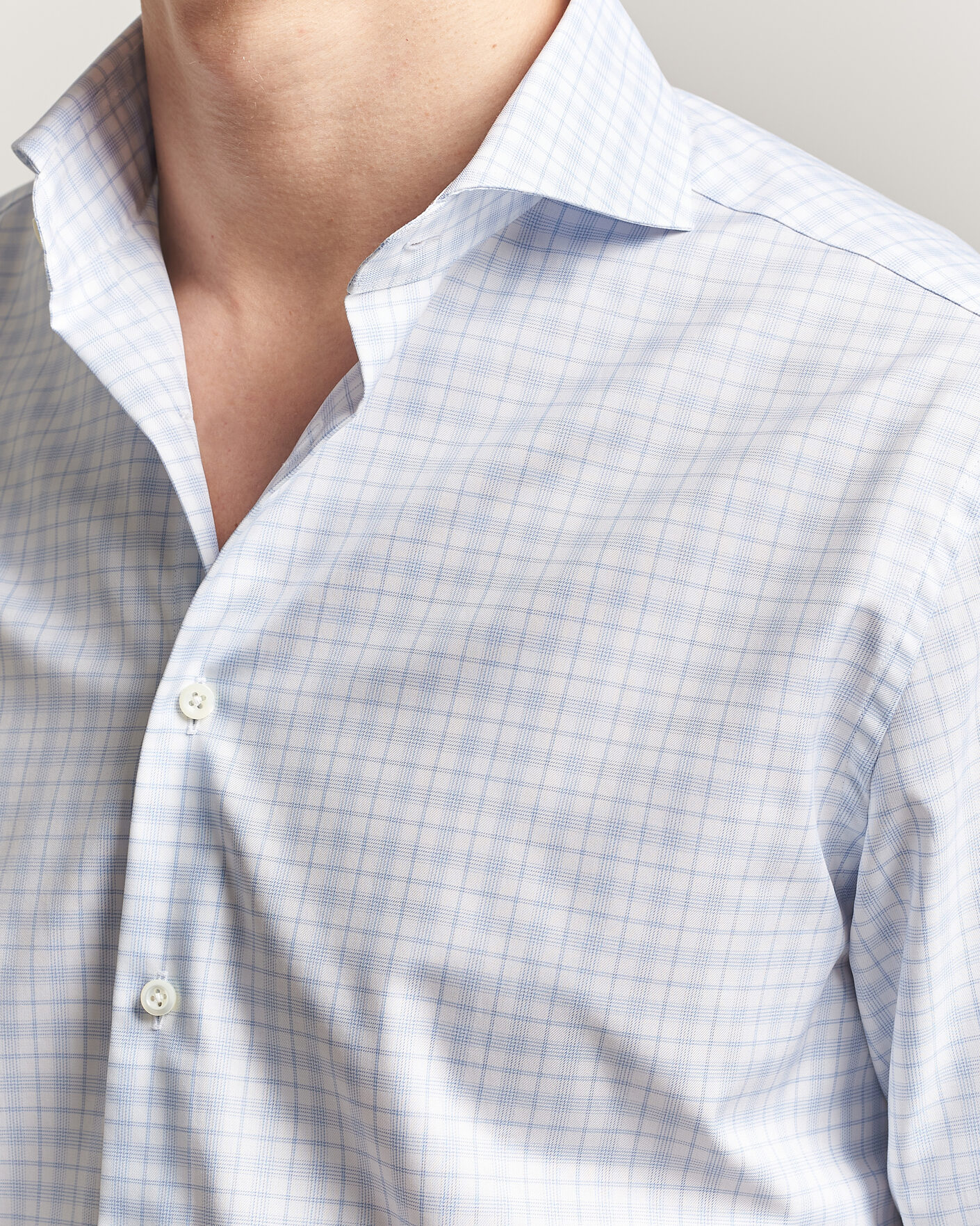Herren | Hemden | Stenströms | Regular Fit Checked Twill Shirt Light Blue