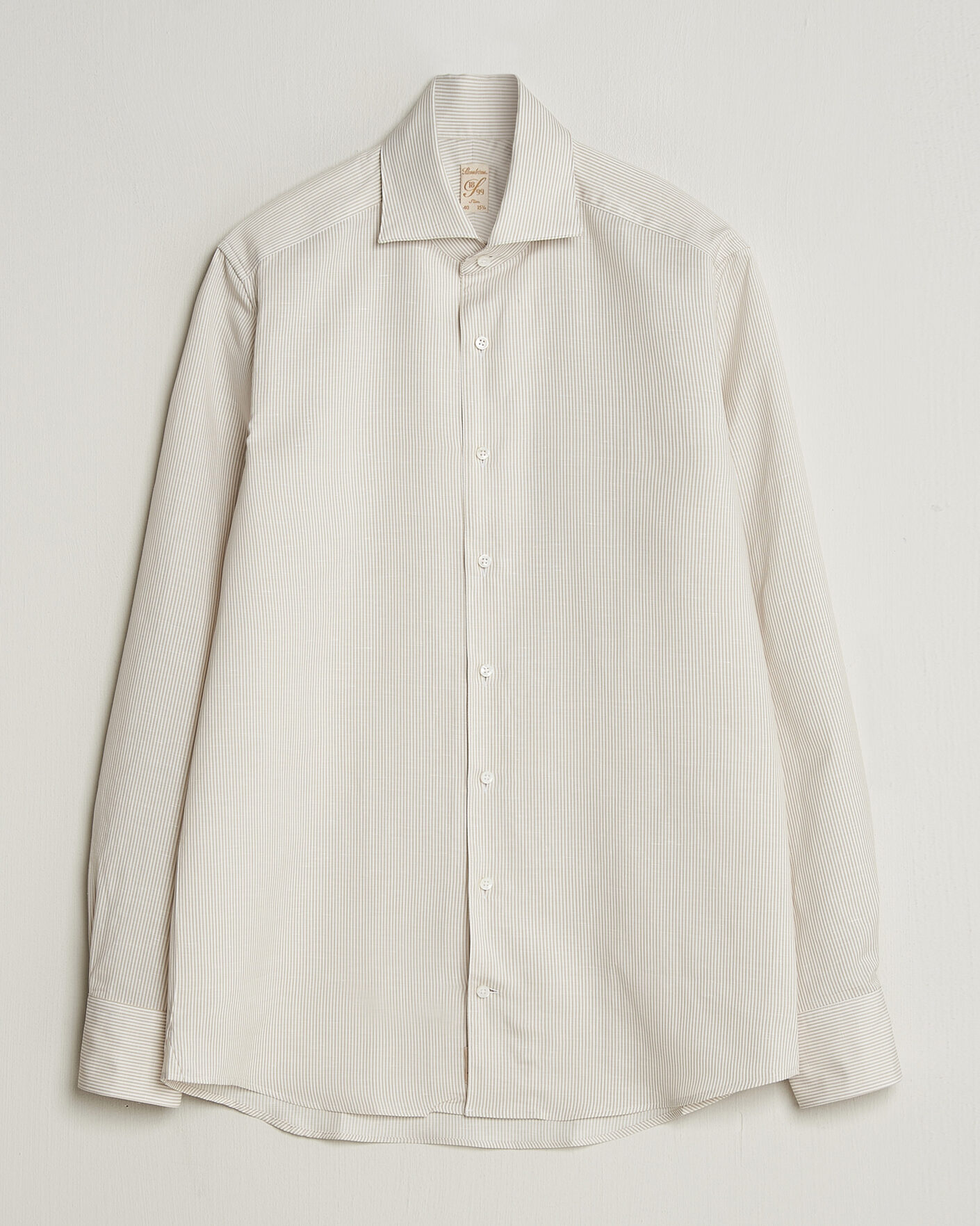 Herren | Hemden | Stenströms | 1899 Cotton/Linen/Silk Striped Shirt Beige