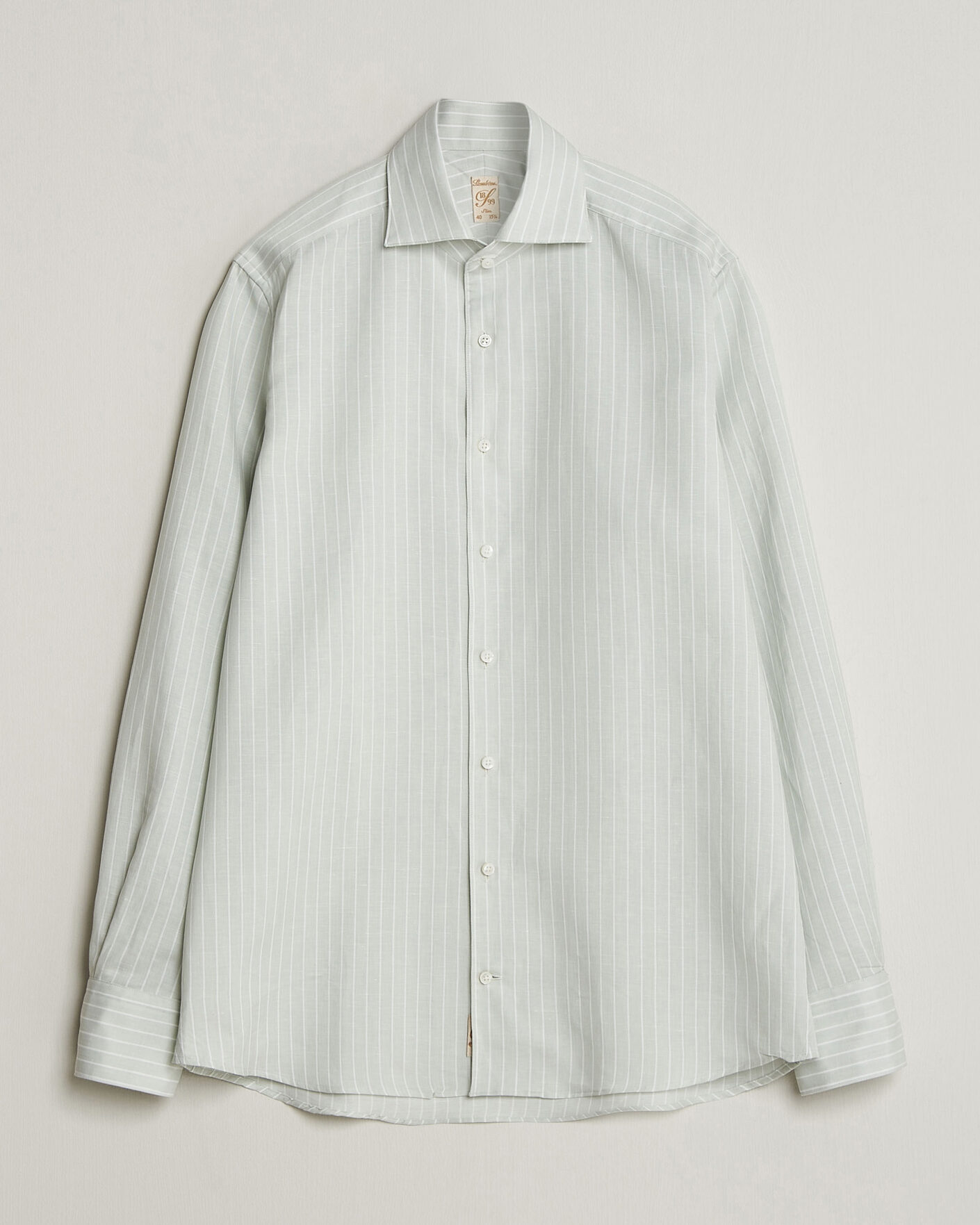 Herren | Hemden | Stenströms | 1899 Cotton/Linen/Silk Striped Shirt Green