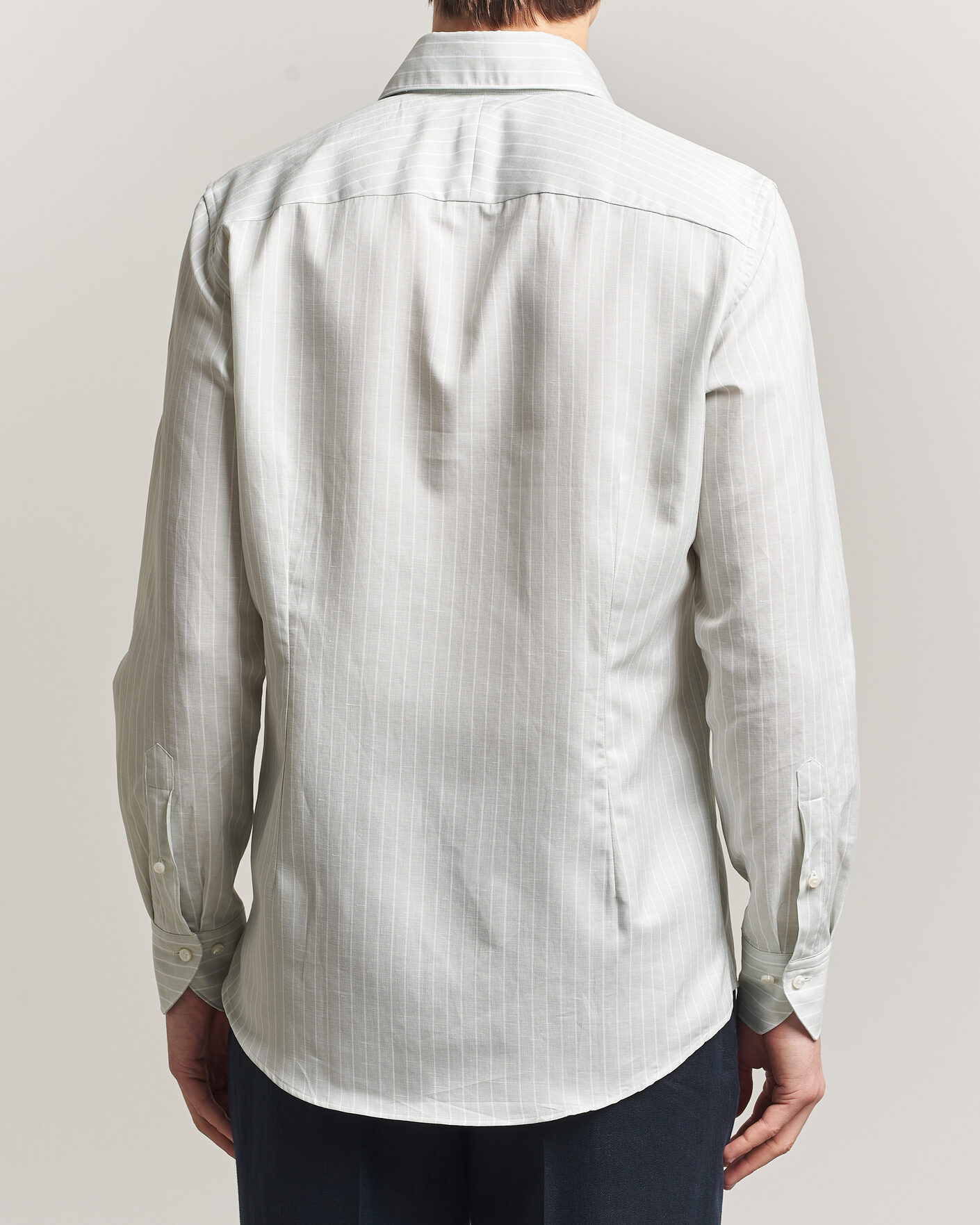 Herren | Hemden | Stenströms | 1899 Cotton/Linen/Silk Striped Shirt Green