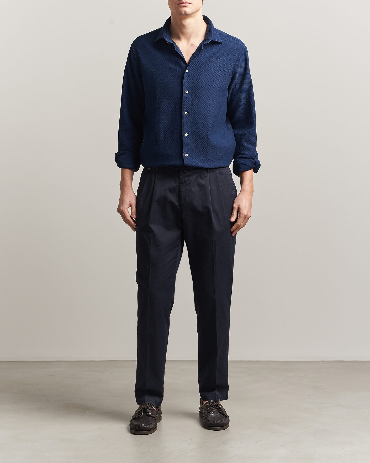Herren | Hemden | Stenströms | Regular Fit Structured Denim Shirt Navy