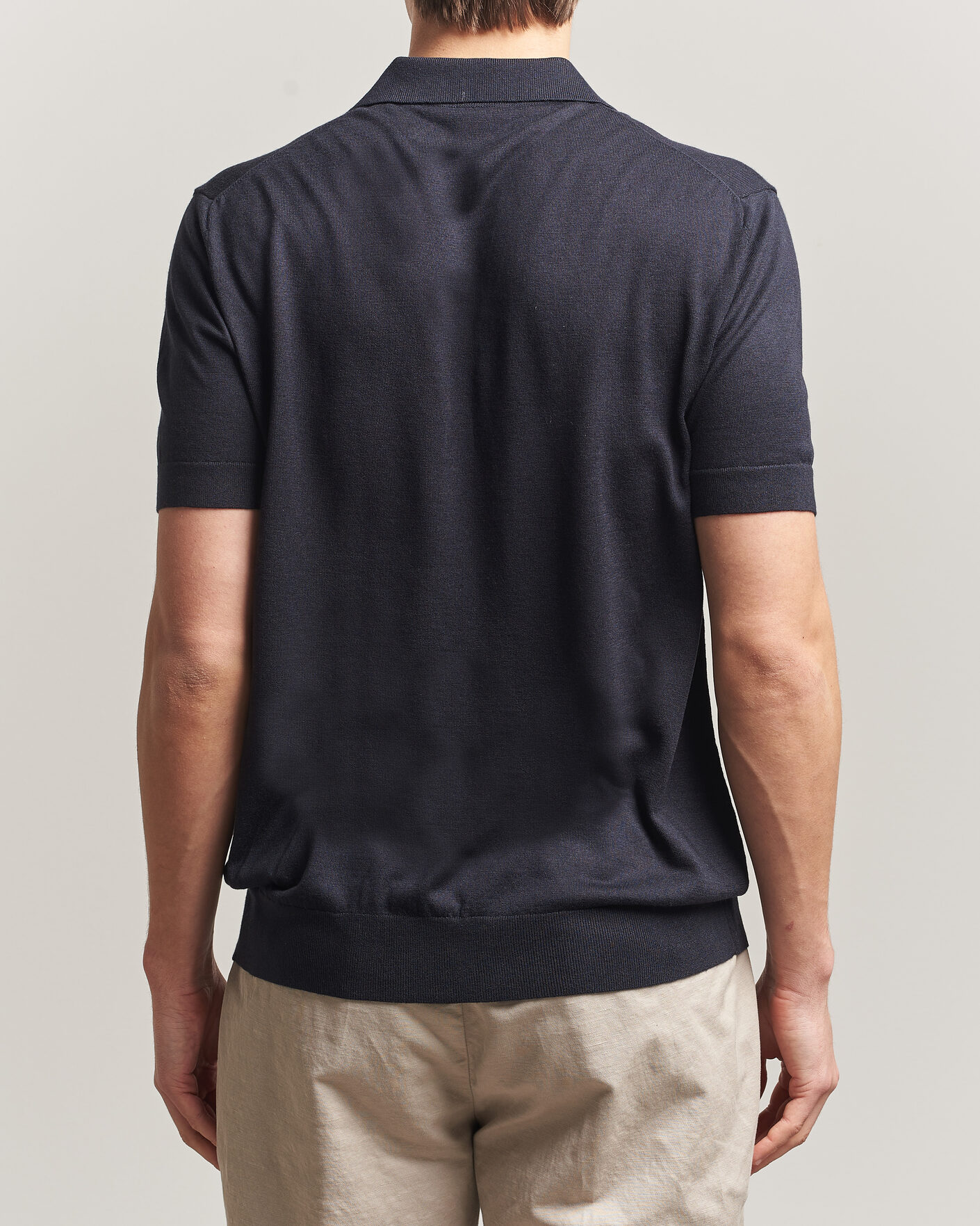 Herren | Poloshirts | Stenströms | Silk/Cashmere Polo Navy