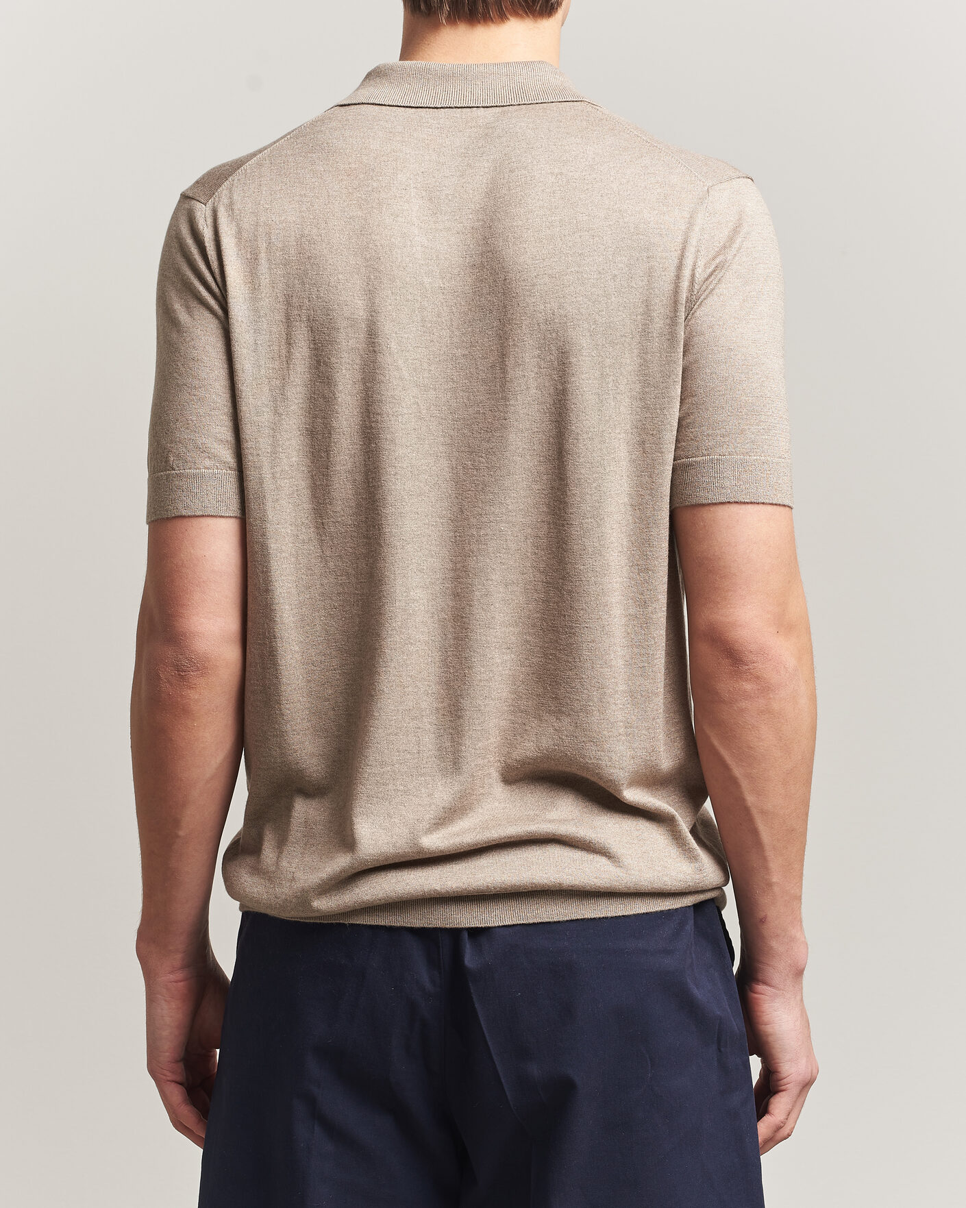 Herren | Poloshirts | Stenströms | Silk/Cashmere Polo Taupe