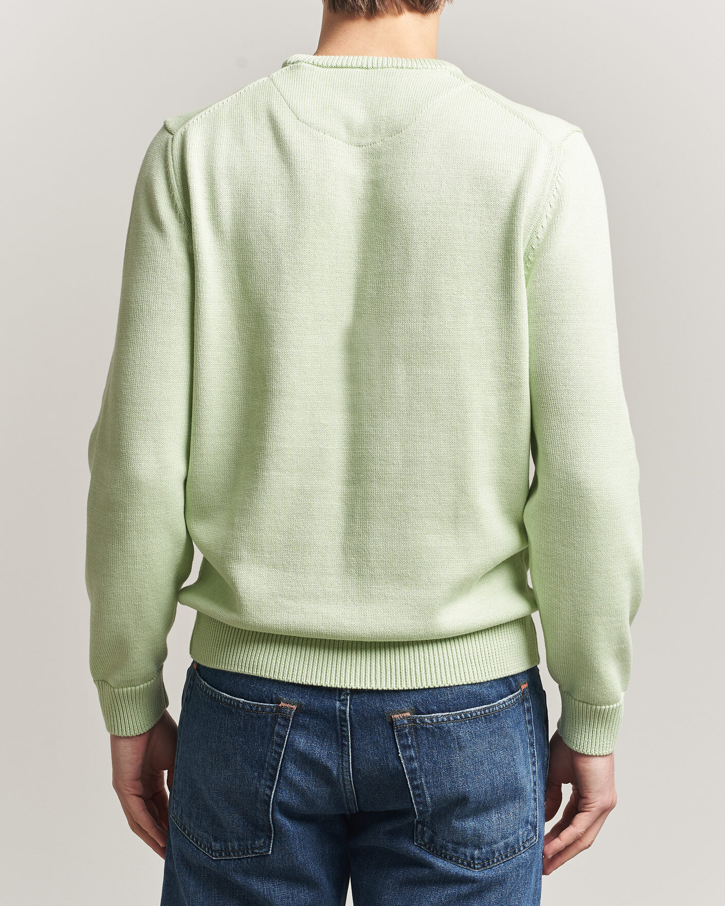 Herren | Pullover | Stenströms | Organic Cotton Knitted Sweater Light Green