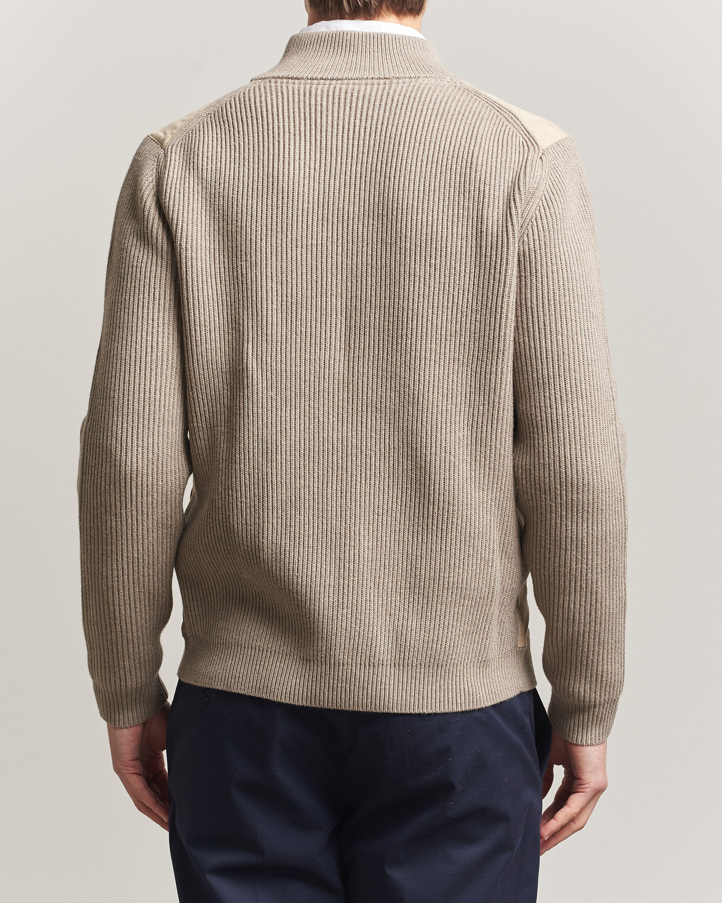 Herren | Pullover | Stenströms | Knitted Hybrid Buttoned Alcantara Cardigan Taupe