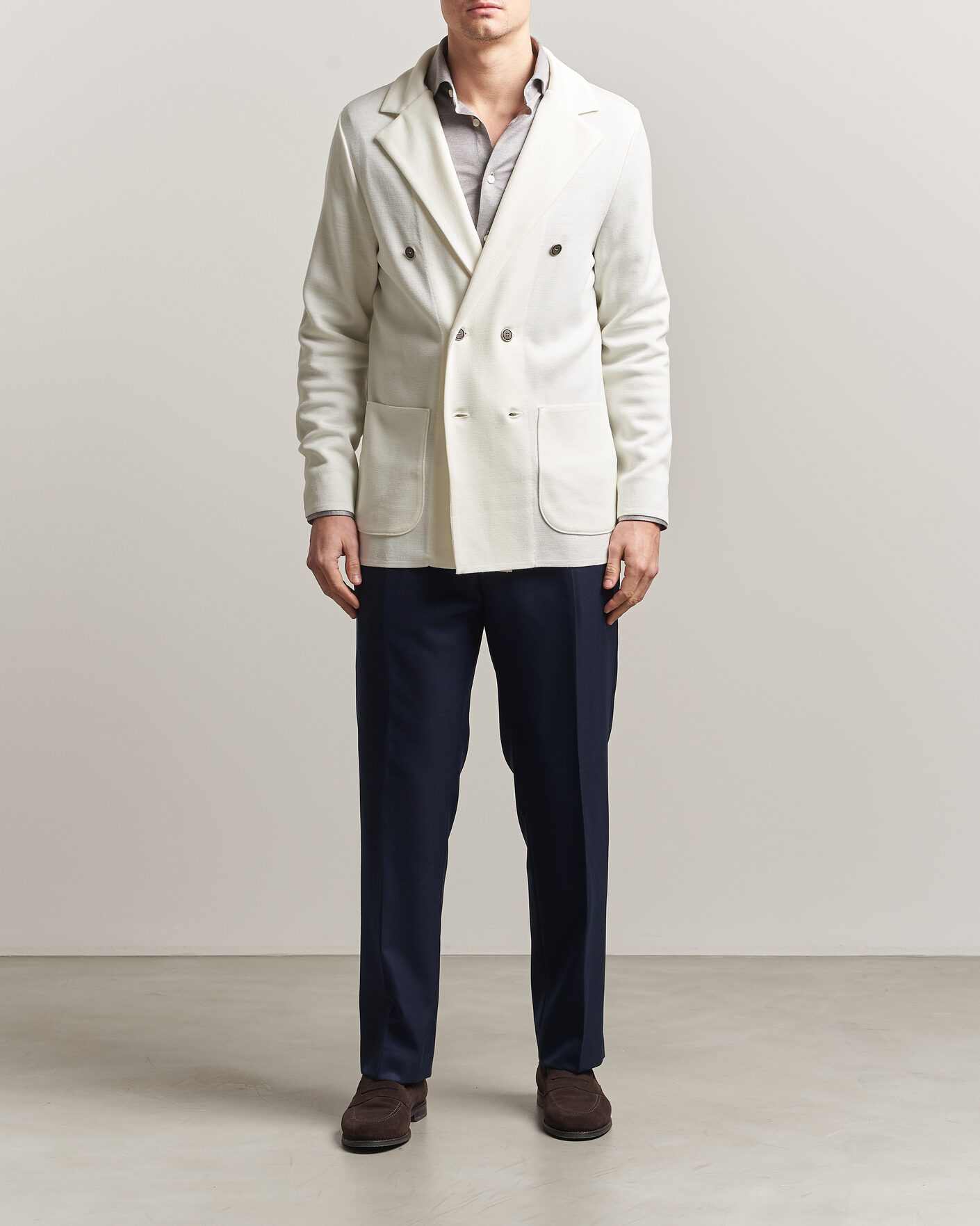 Herren | Sakkos | Stenströms | Milano Knitted DB Textured Blazer White