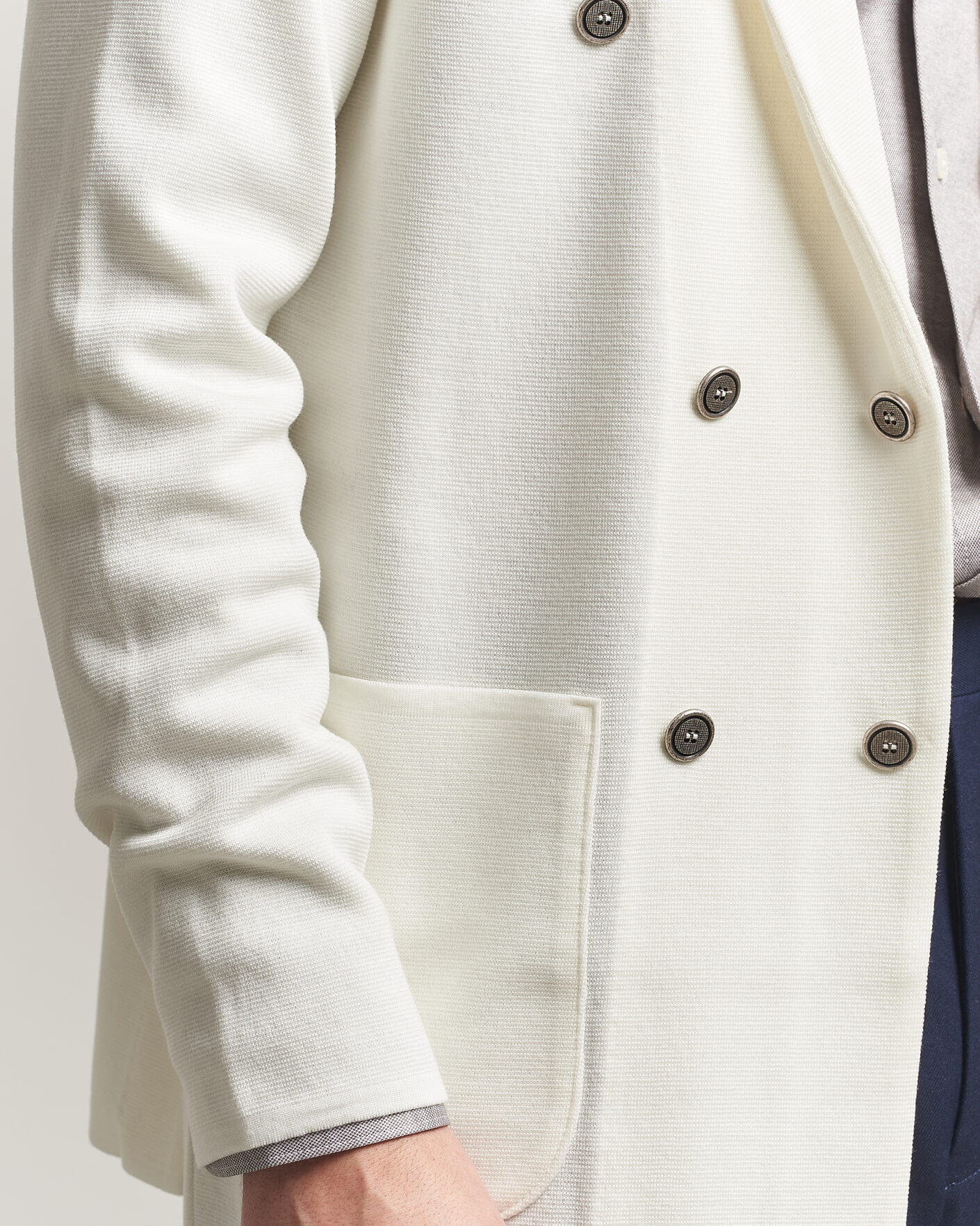 Herren | Sakkos | Stenströms | Milano Knitted DB Textured Blazer White