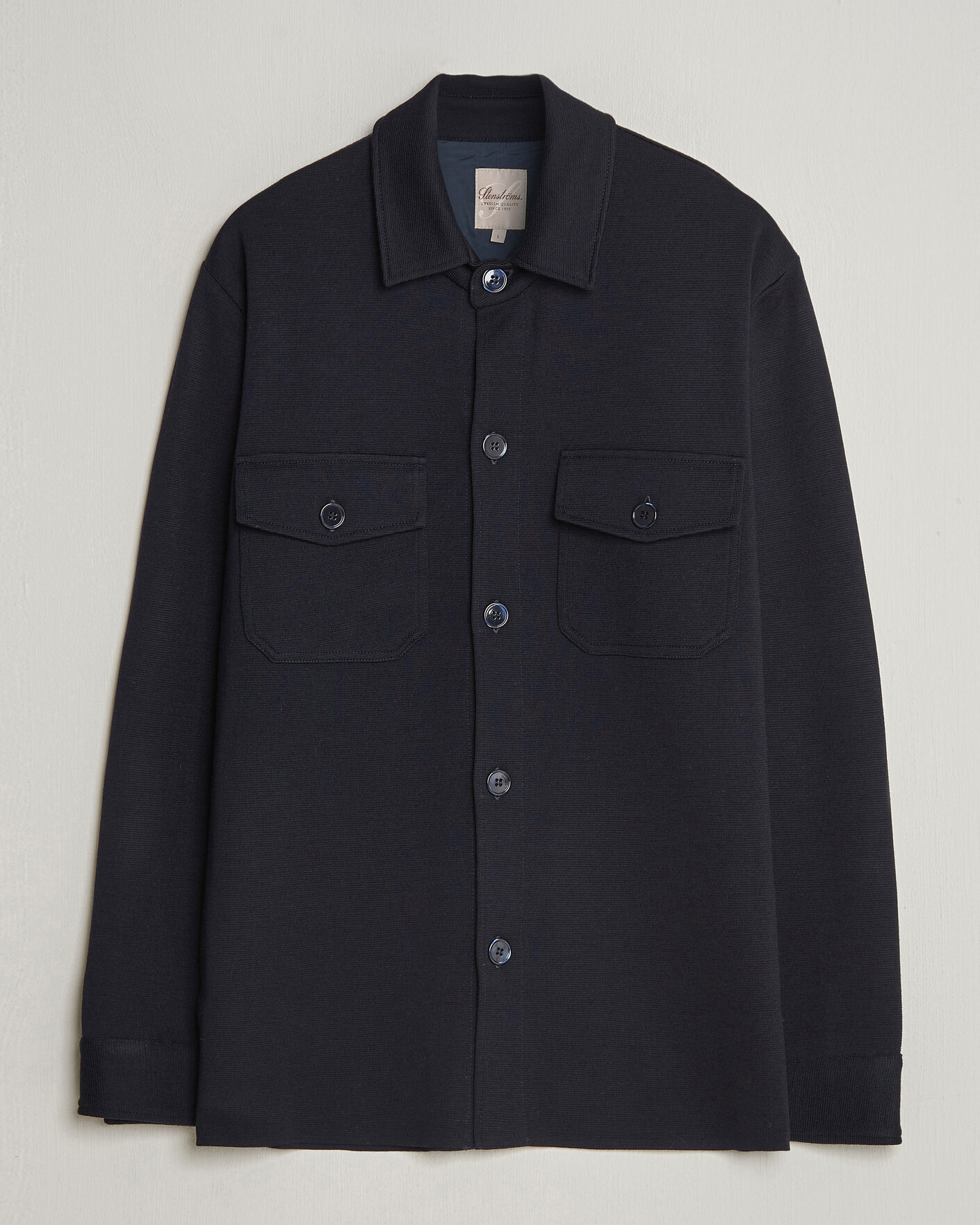 Herren | Pullover | Stenströms | Milano Knitted Merino Overshirt Navy