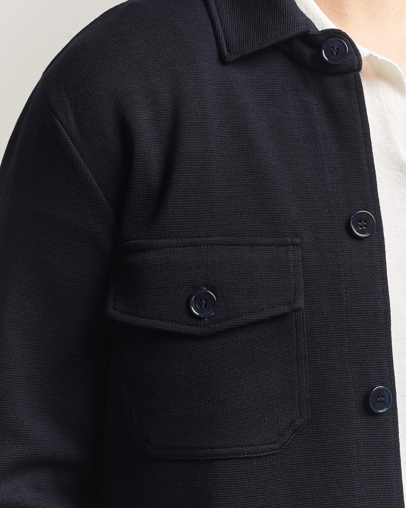 Herren | Pullover | Stenströms | Milano Knitted Merino Overshirt Navy
