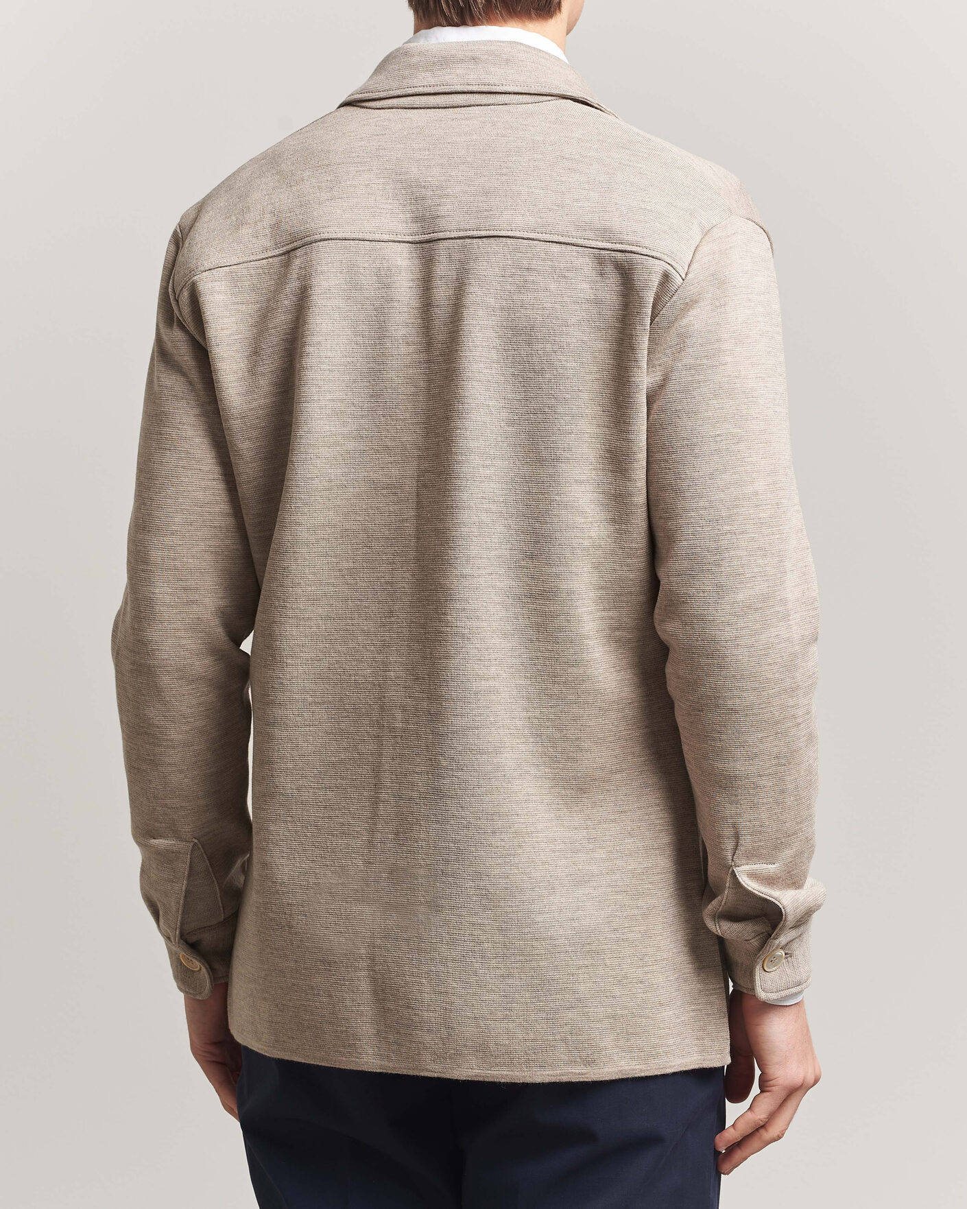Herren | Pullover | Stenströms | Milano Knitted Merino Overshirt Beige