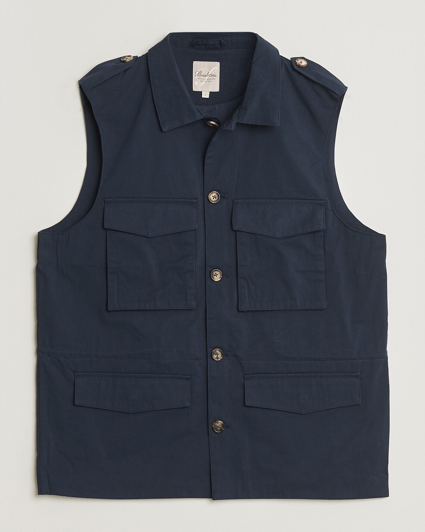 Herren | Westen | Stenströms | Cotton Twill Vest Navy
