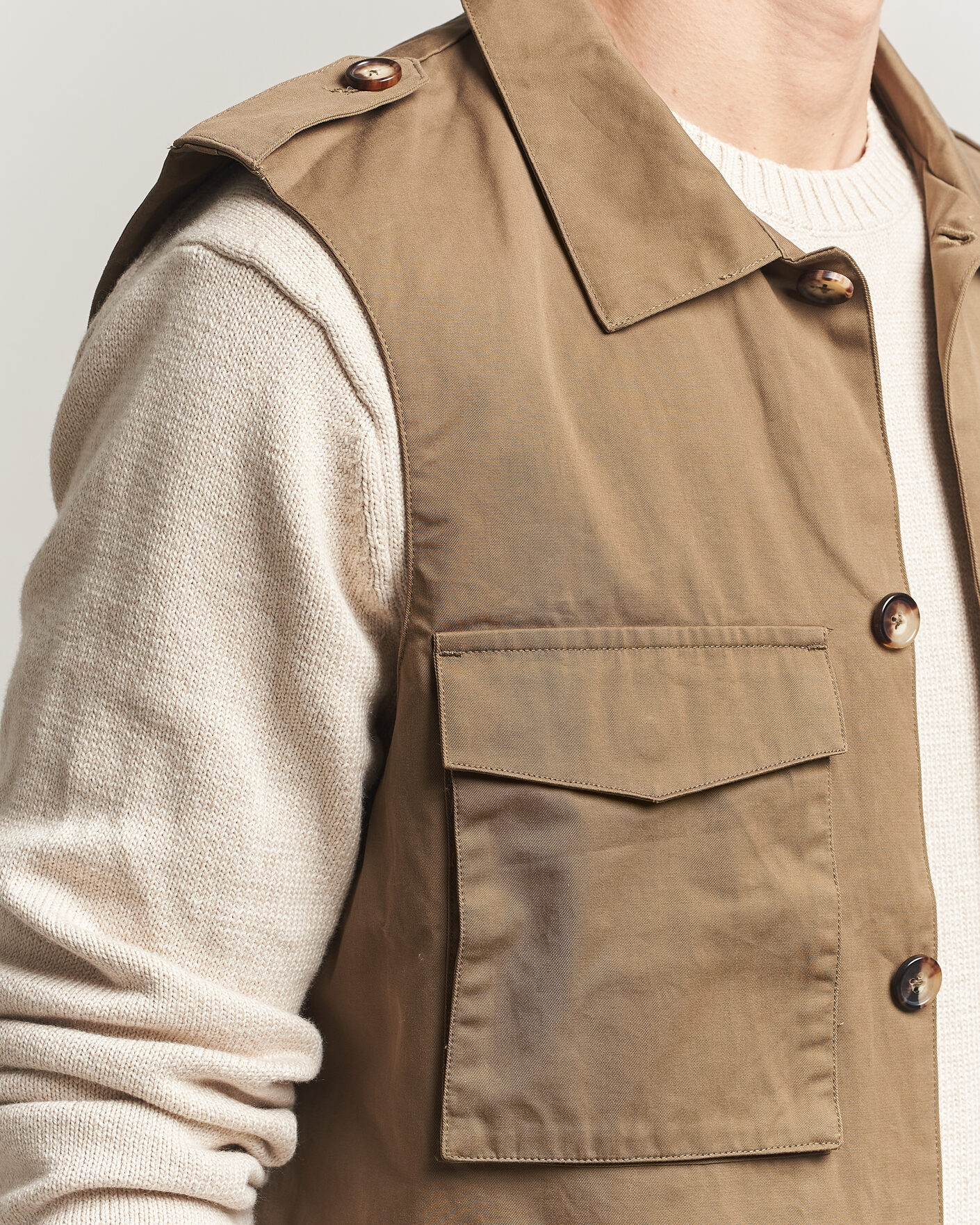 Herren | Westen | Stenströms | Cotton  Twill Vest Olive
