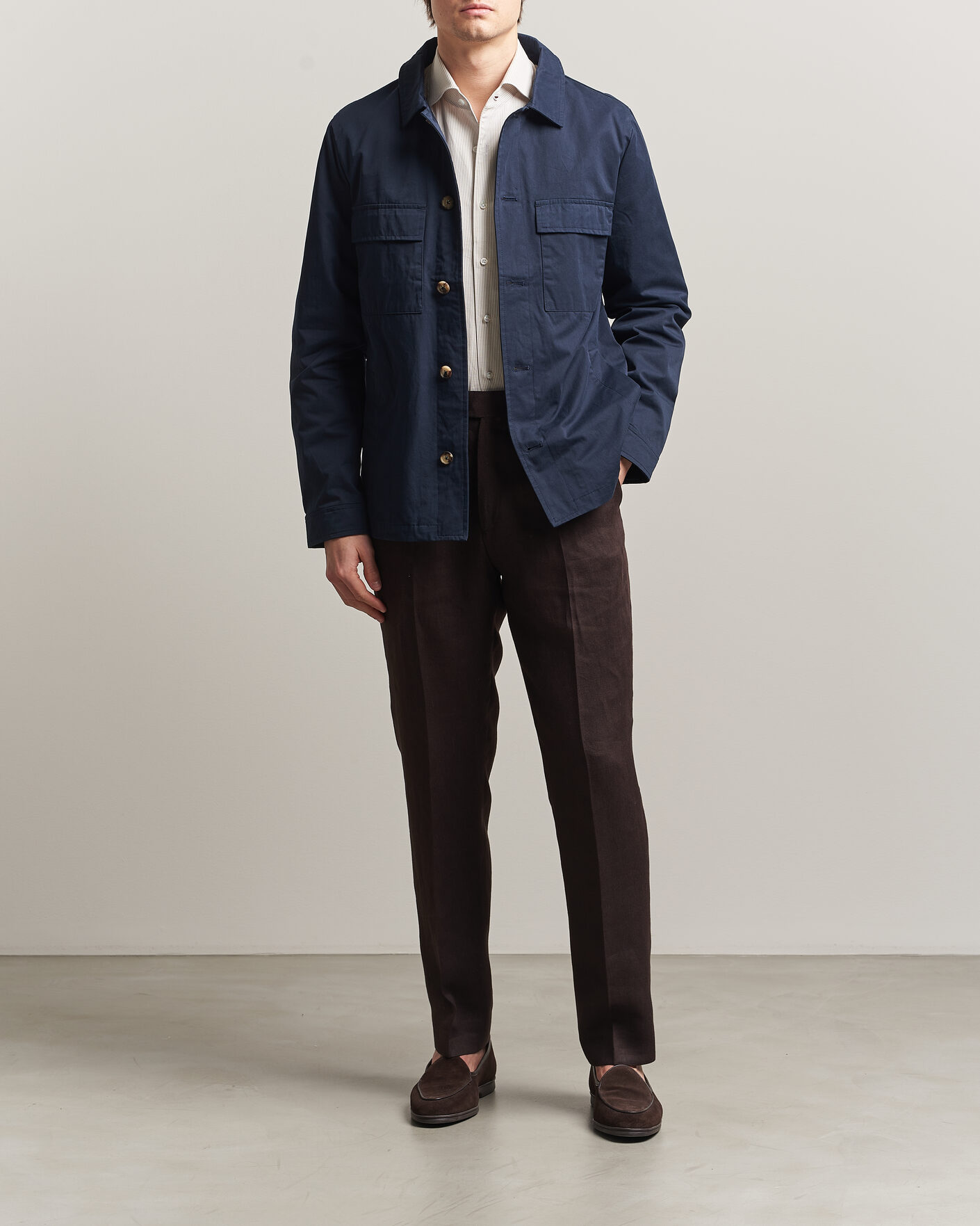 Herren | Jacken | Stenströms | Cotton Twill Overshirt Navy