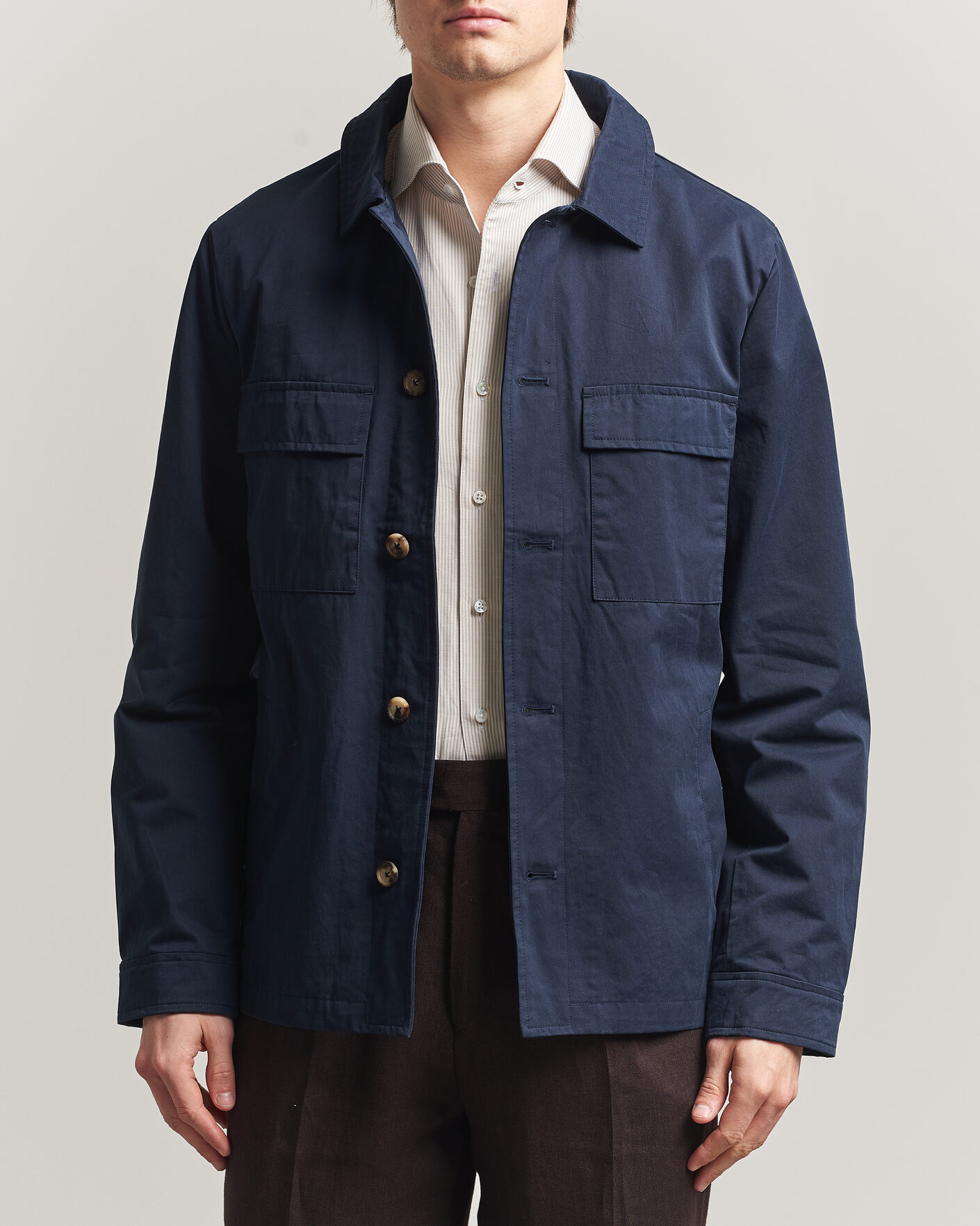 Herren | Jacken | Stenströms | Cotton Twill Overshirt Navy
