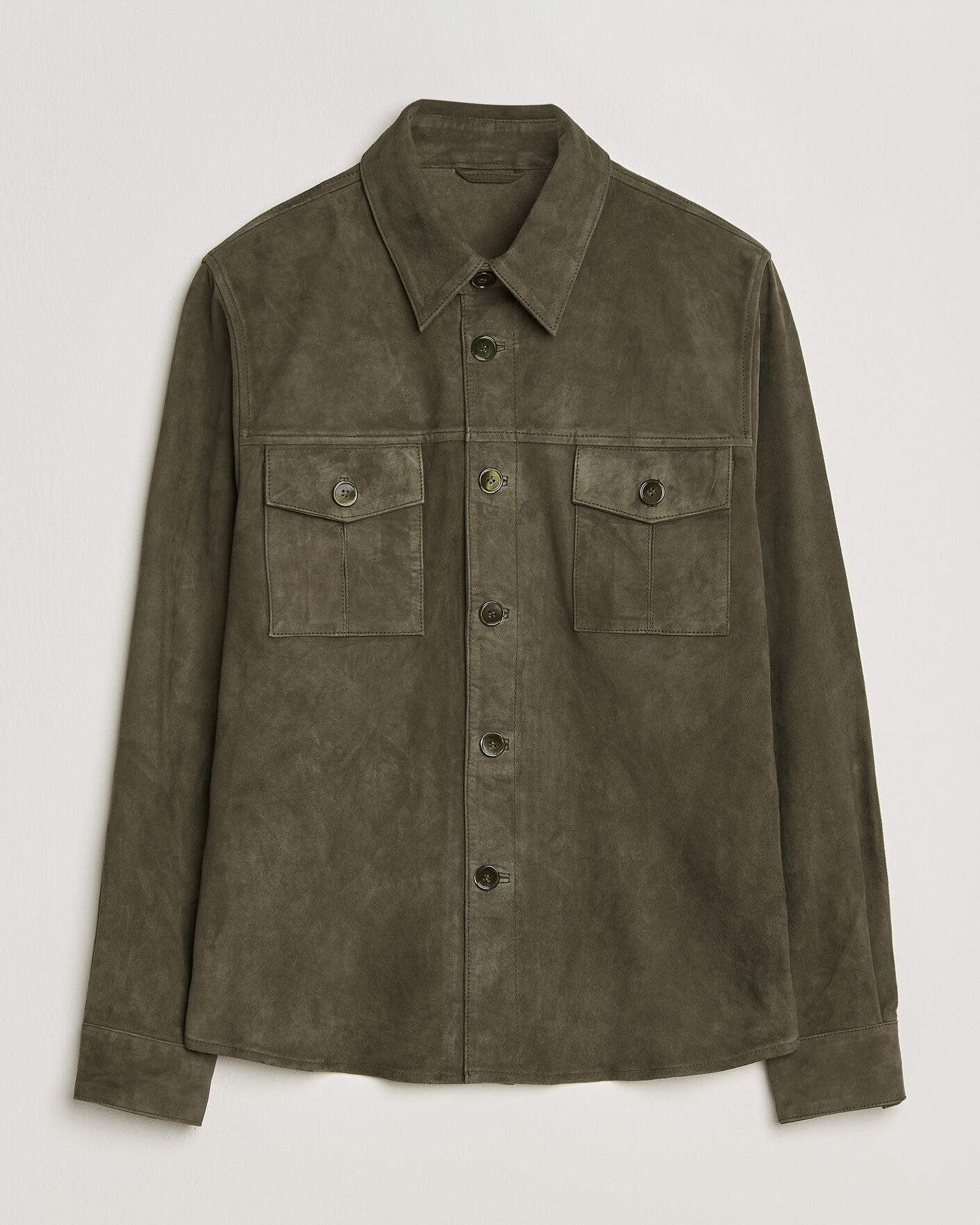 Herren | Jacken | Stenströms | Suede Pocket Overshirt Olive