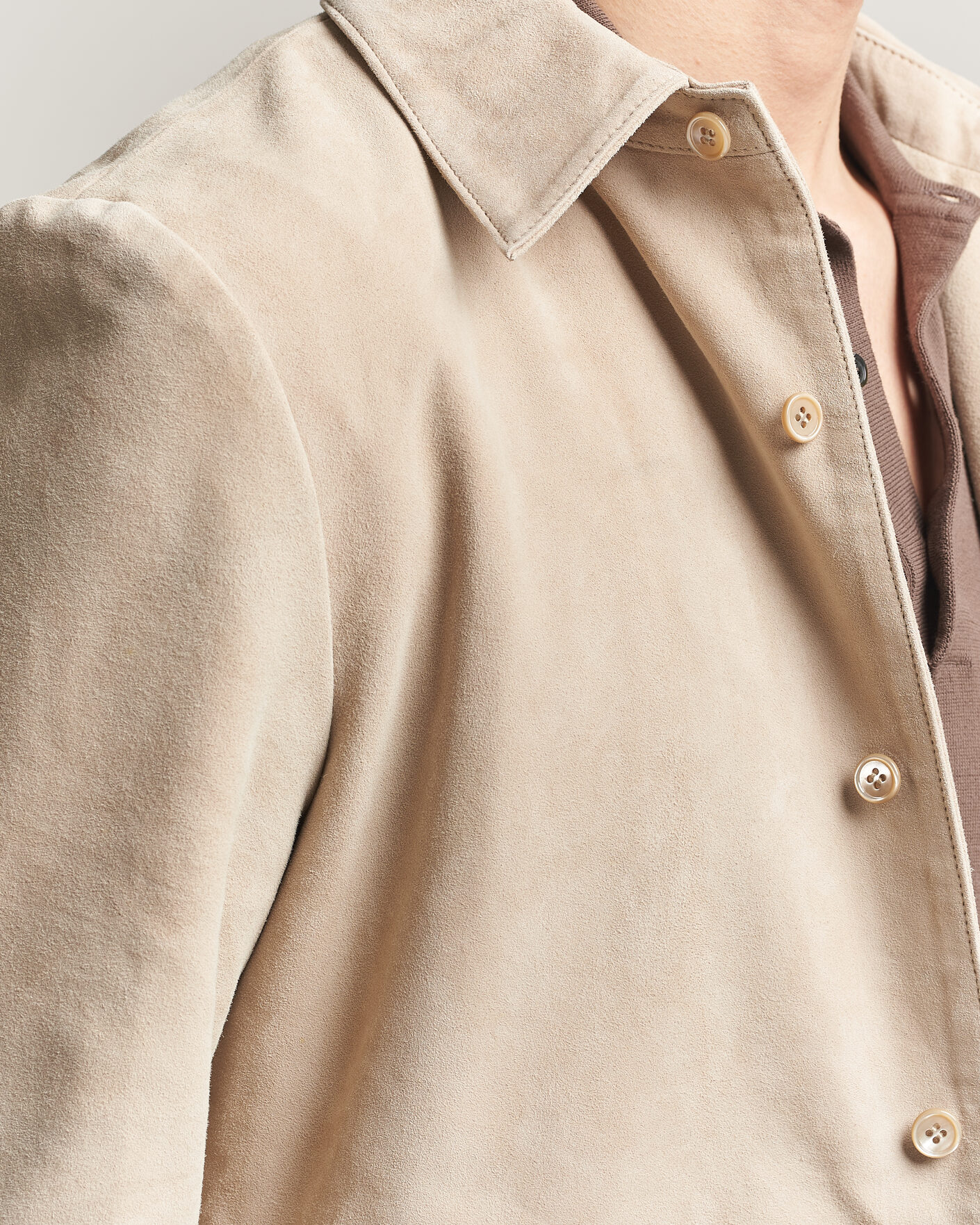 Herren | Jacken | Stenströms | Suede Overshirt Beige