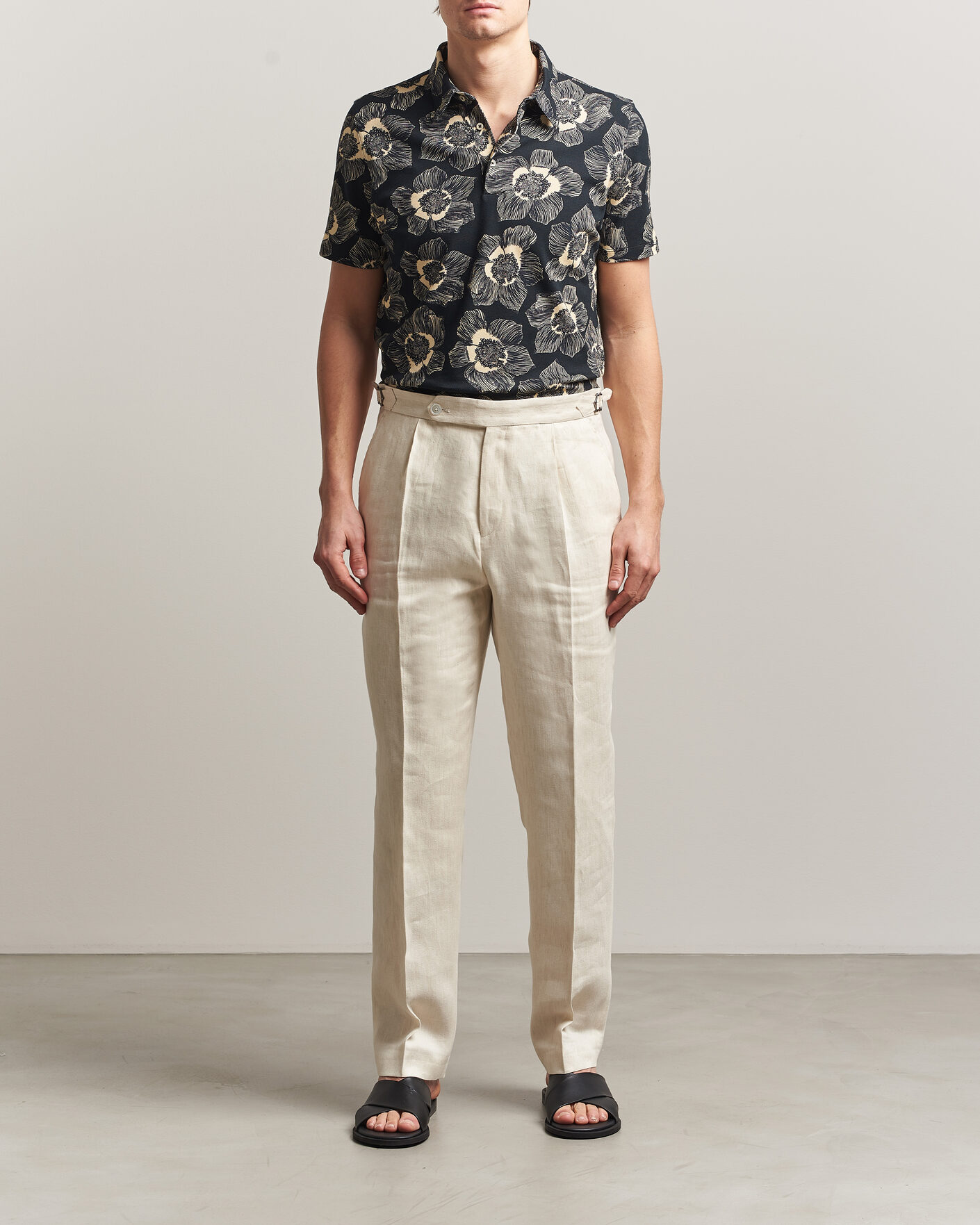 Herren | Poloshirts | Stenströms | Printed Cotton Polo Black