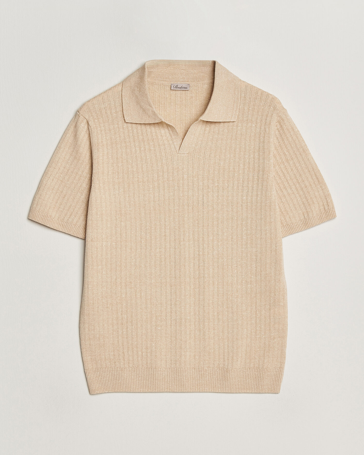 Herren | Poloshirts | Stenströms | Linen/Merino Structured Polo Beige
