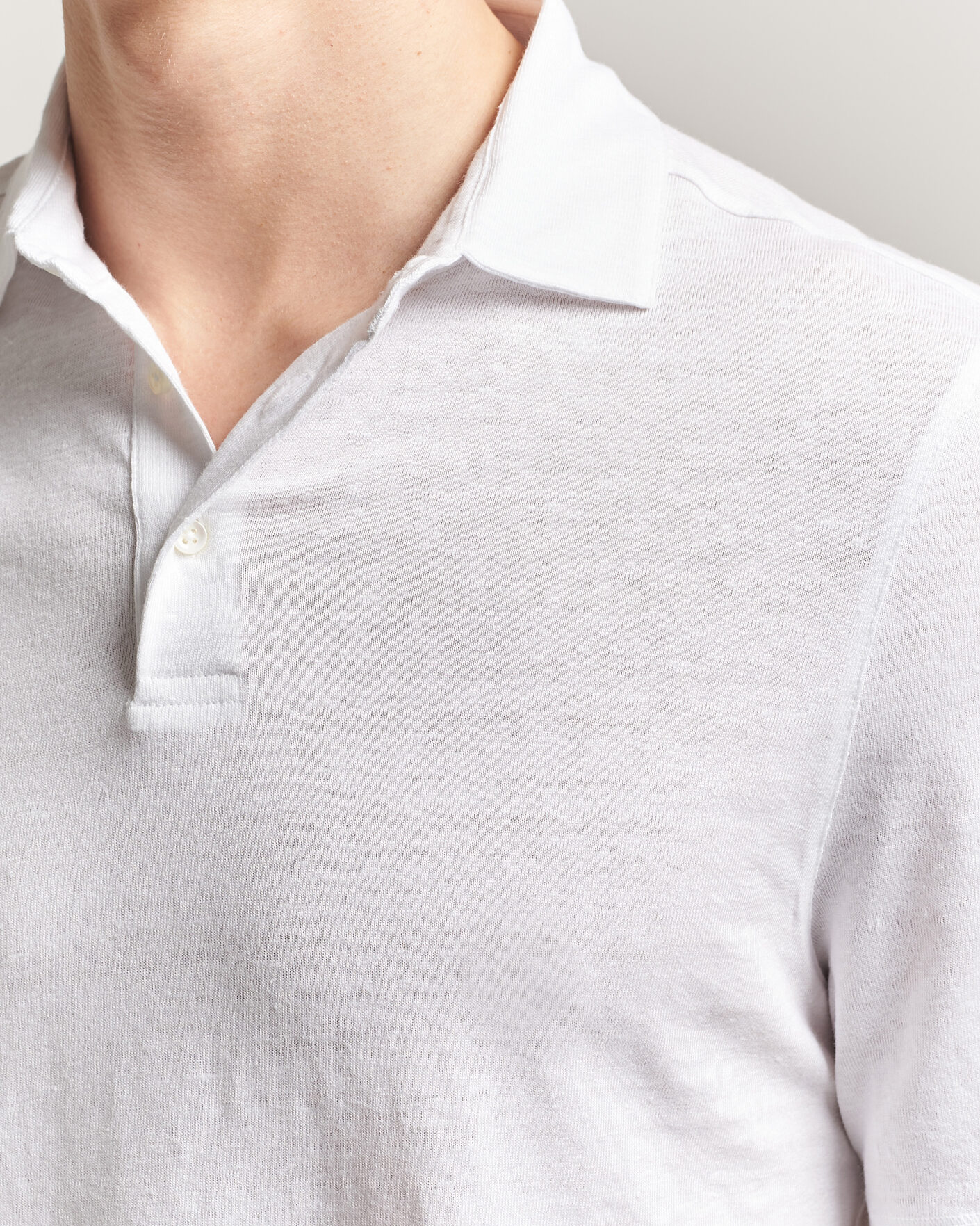 Herren | Poloshirts | Stenströms | Linen Polo Shirt White