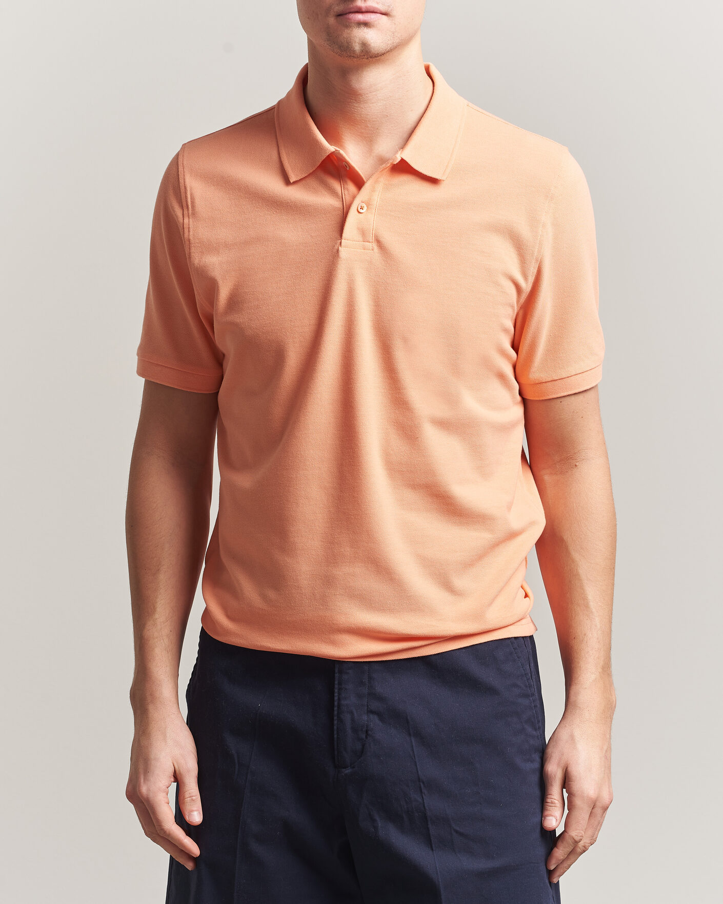 Herren | Poloshirts | Stenströms | Organic Cotton Piquet Polo Shirt Mandarin