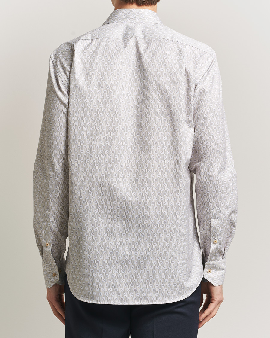Herren | Hemden | Stenströms | Regular Fit Printed Cotton Twill Shirt Light Brown