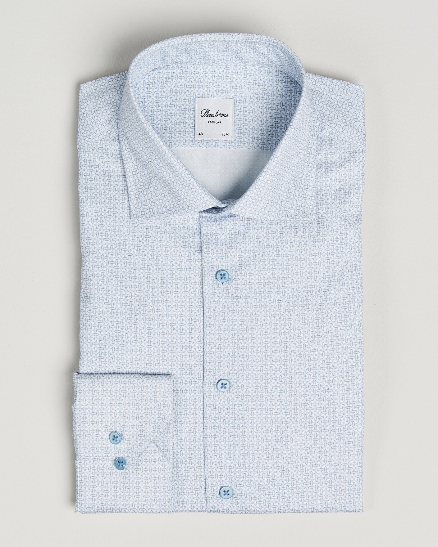 Herren | Hemden | Stenströms | Regular Fit Micro Printed Twill Shirt Light Blue