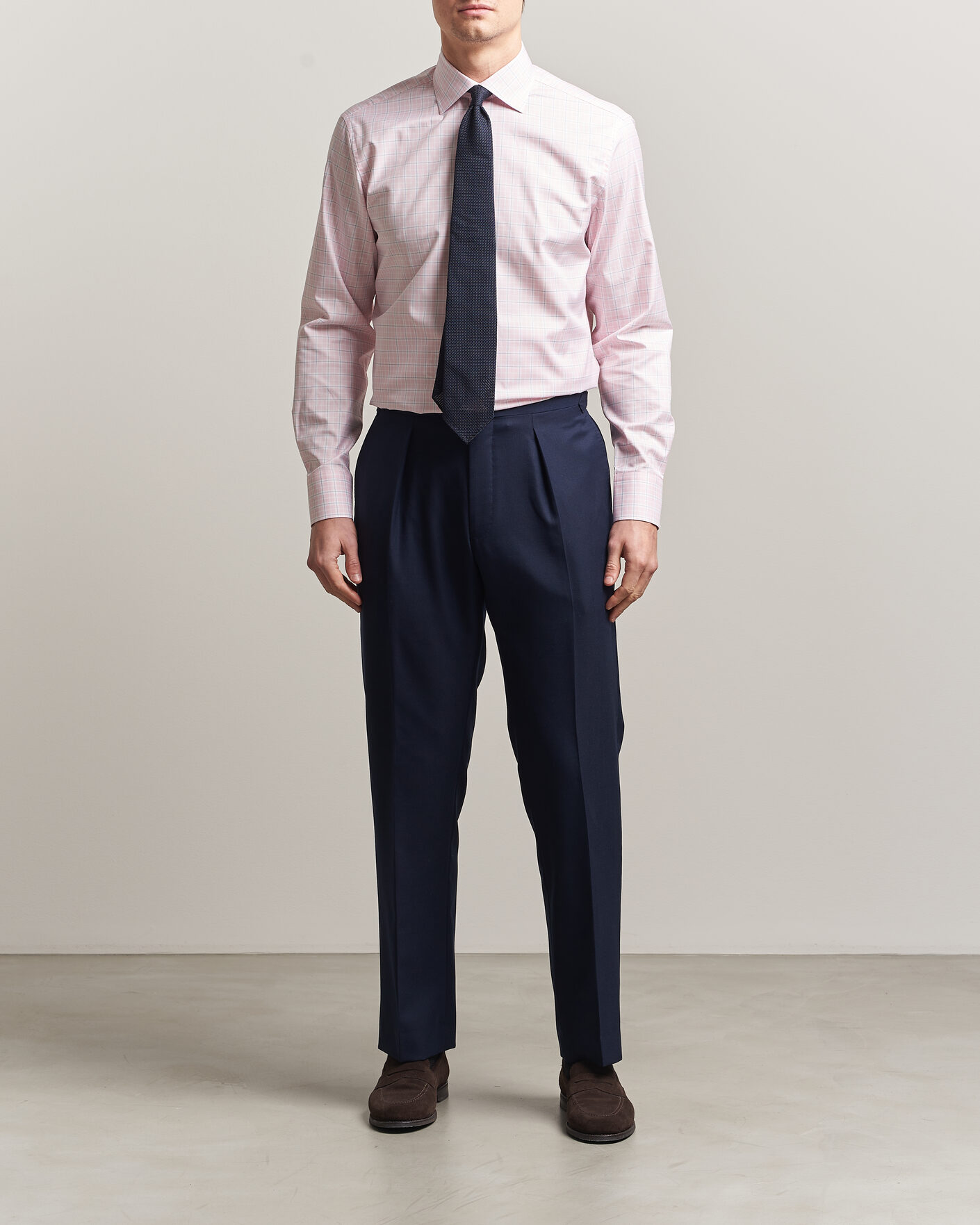 Herren | Hemden | Stenströms | Regular Fit Over Check Cotton Shirt Pink