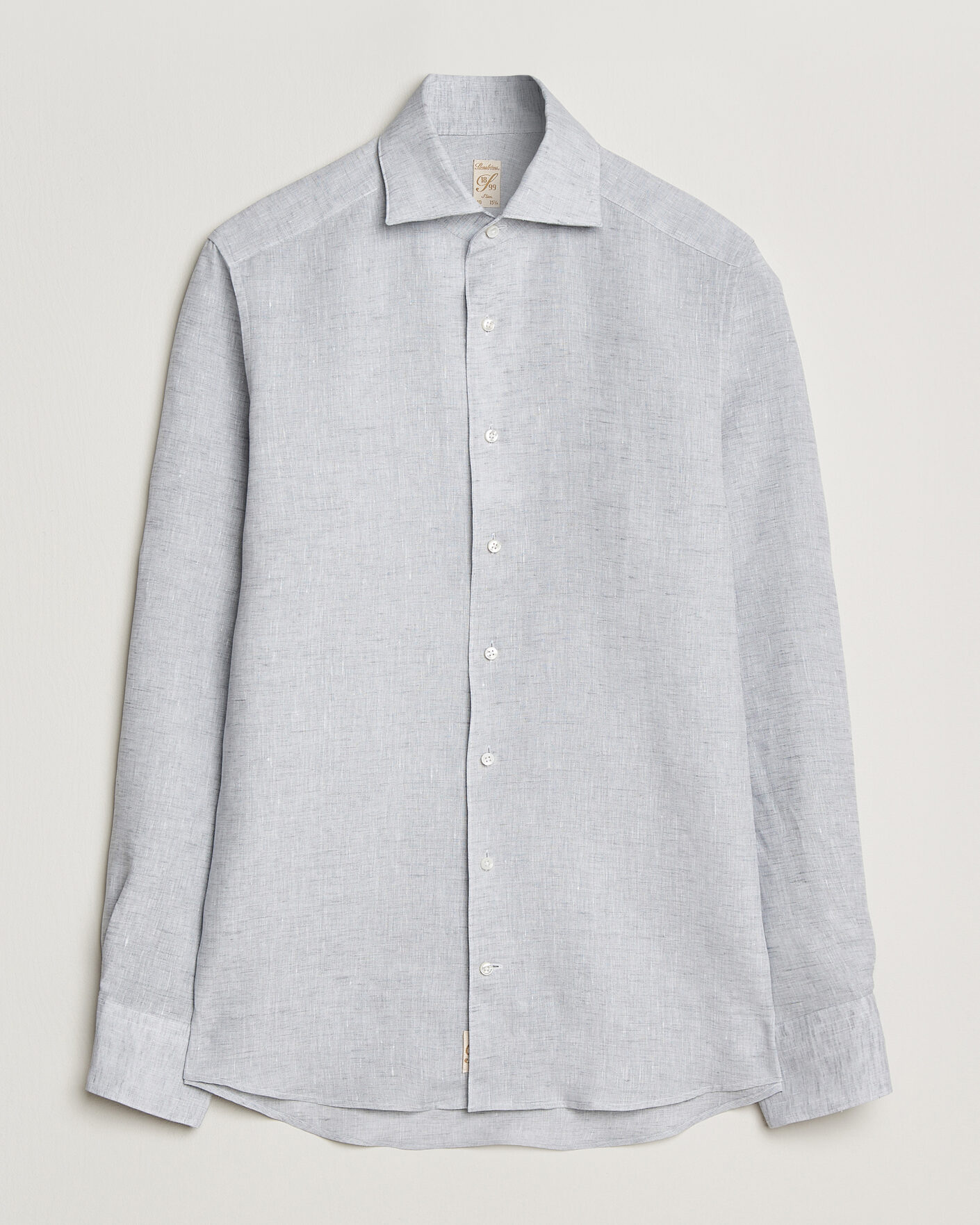 Herren | Hemden | Stenströms | 1899 Linen One Piece Collar Shirt Grey