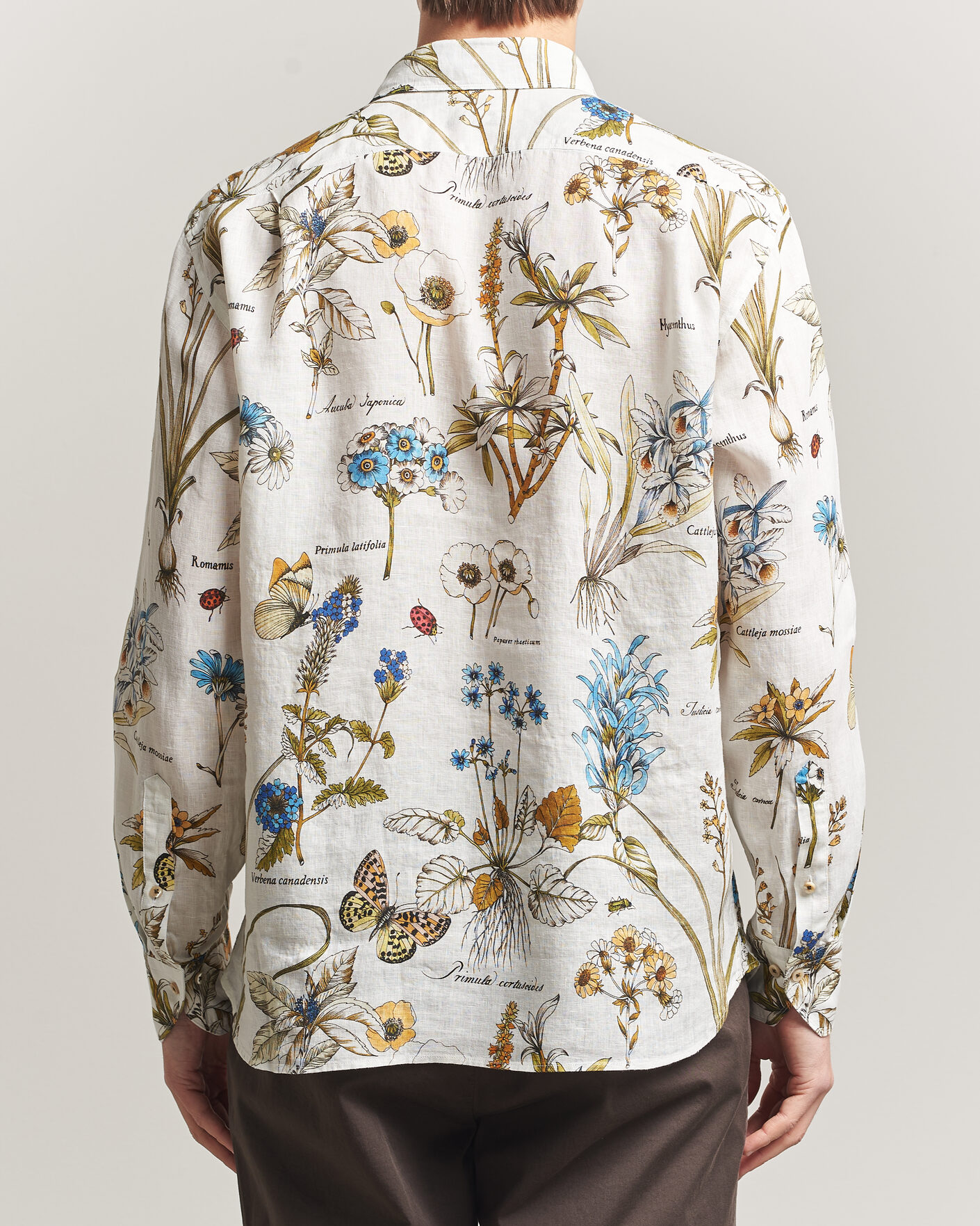 Herren | Hemden | Stenströms | Reglar Fit Botanical Print Linen Shirt Multi