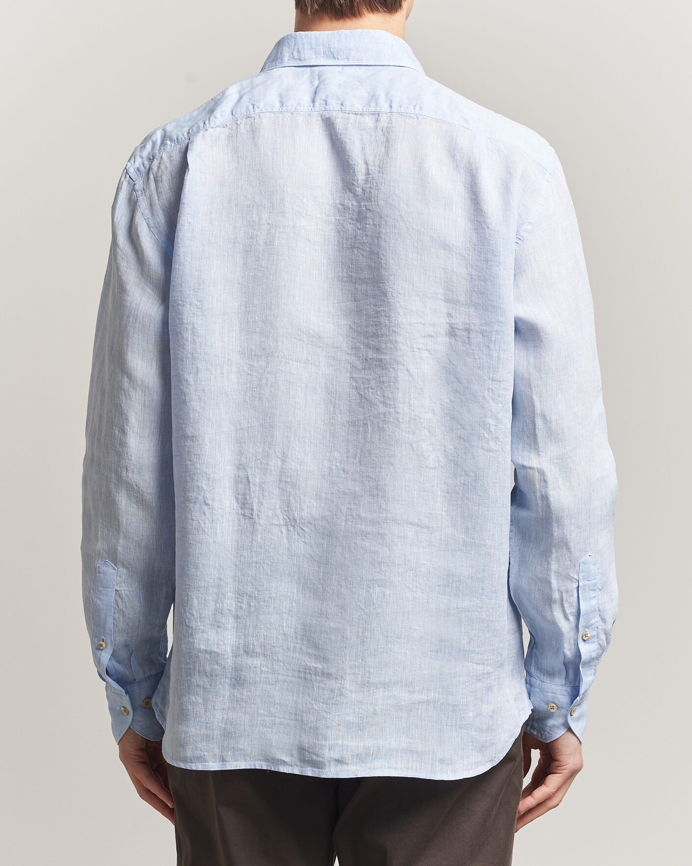 Herren | Hemden | Stenströms | Regular Fit Cut Away Linen Shirt Light Blue