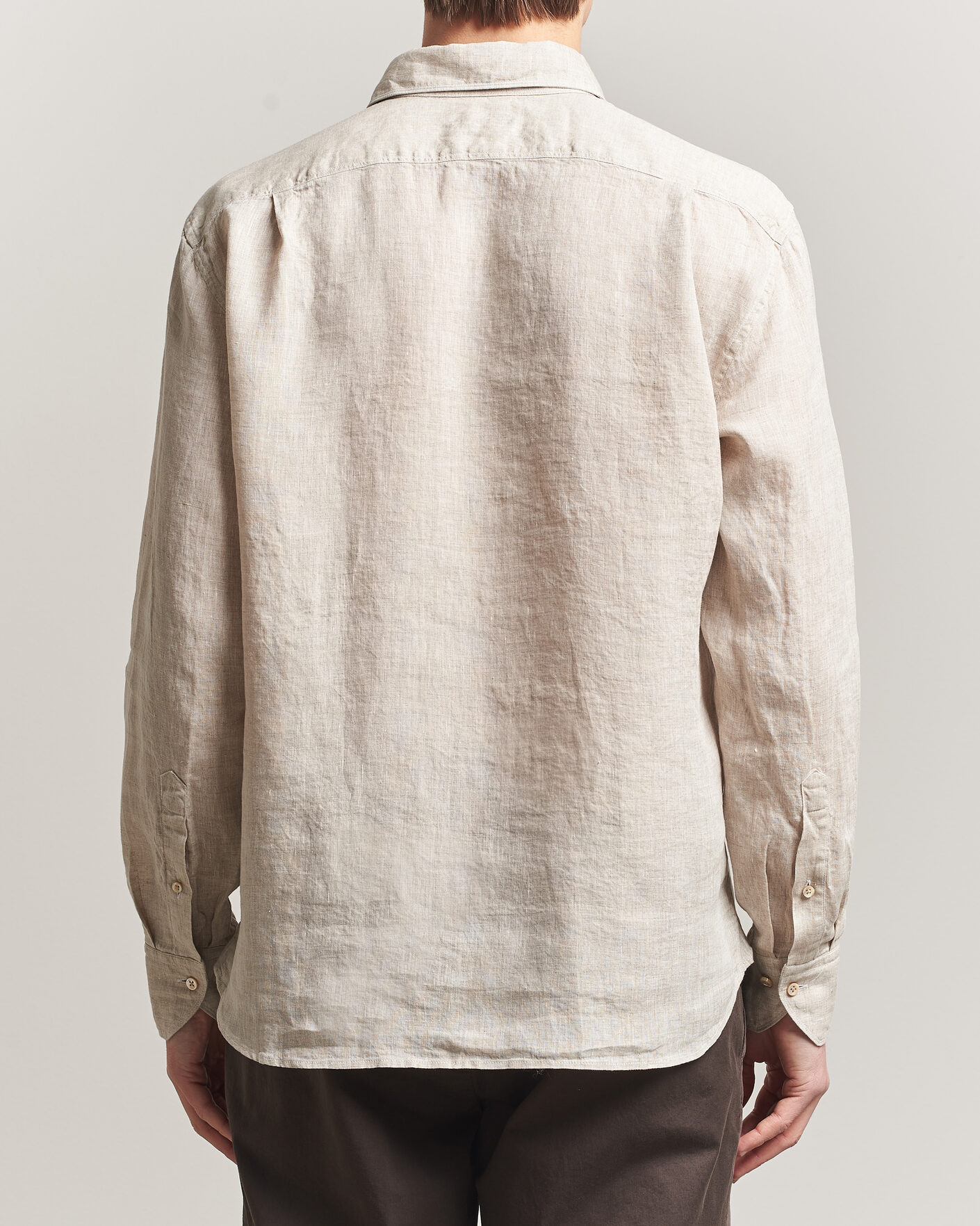 Herren | Hemden | Stenströms | Regular Fit Cut Away Linen Shirt Beige