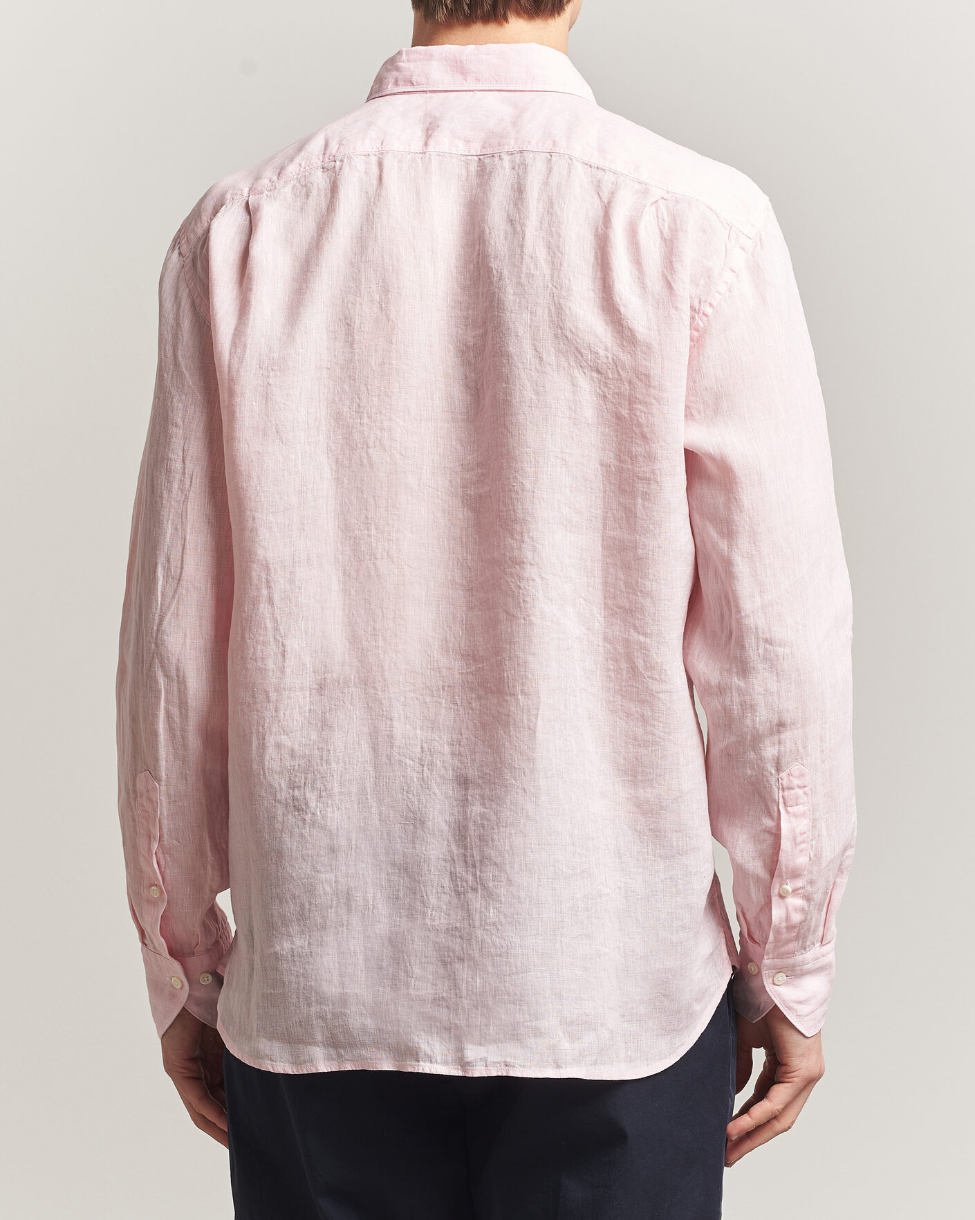 Herren | Hemden | Stenströms | Regular Fit Cut Away Linen Shirt Soft Pink