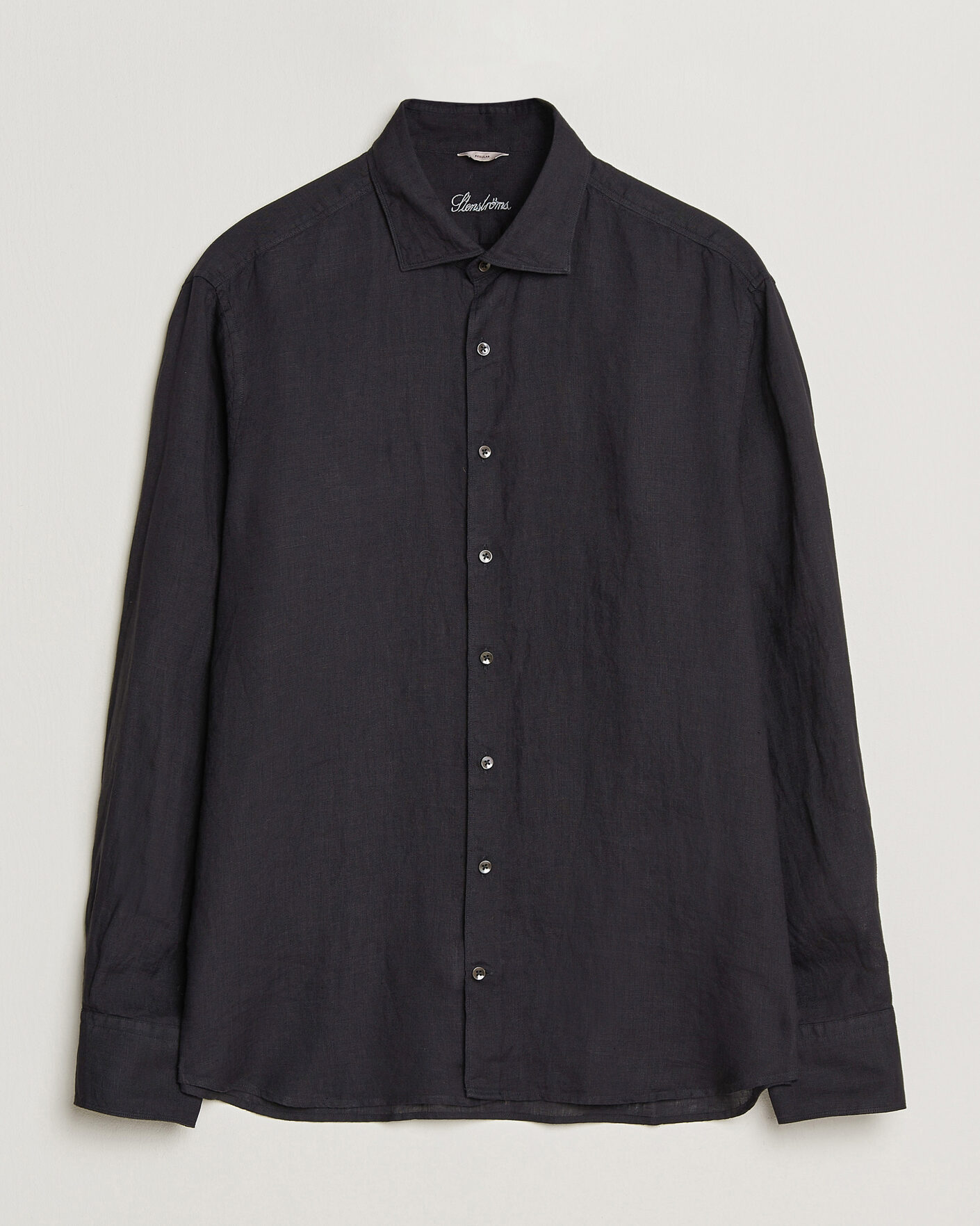 Herren | Hemden | Stenströms | Regular Fit Cut Away Linen Shirt Black
