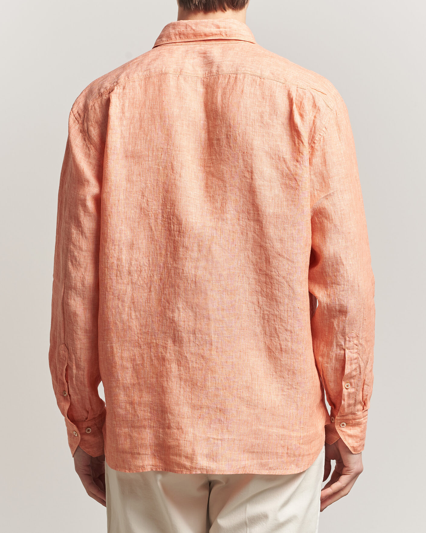 Herren | Hemden | Stenströms | Regular Fit Cut Away Linen Shirt Orange