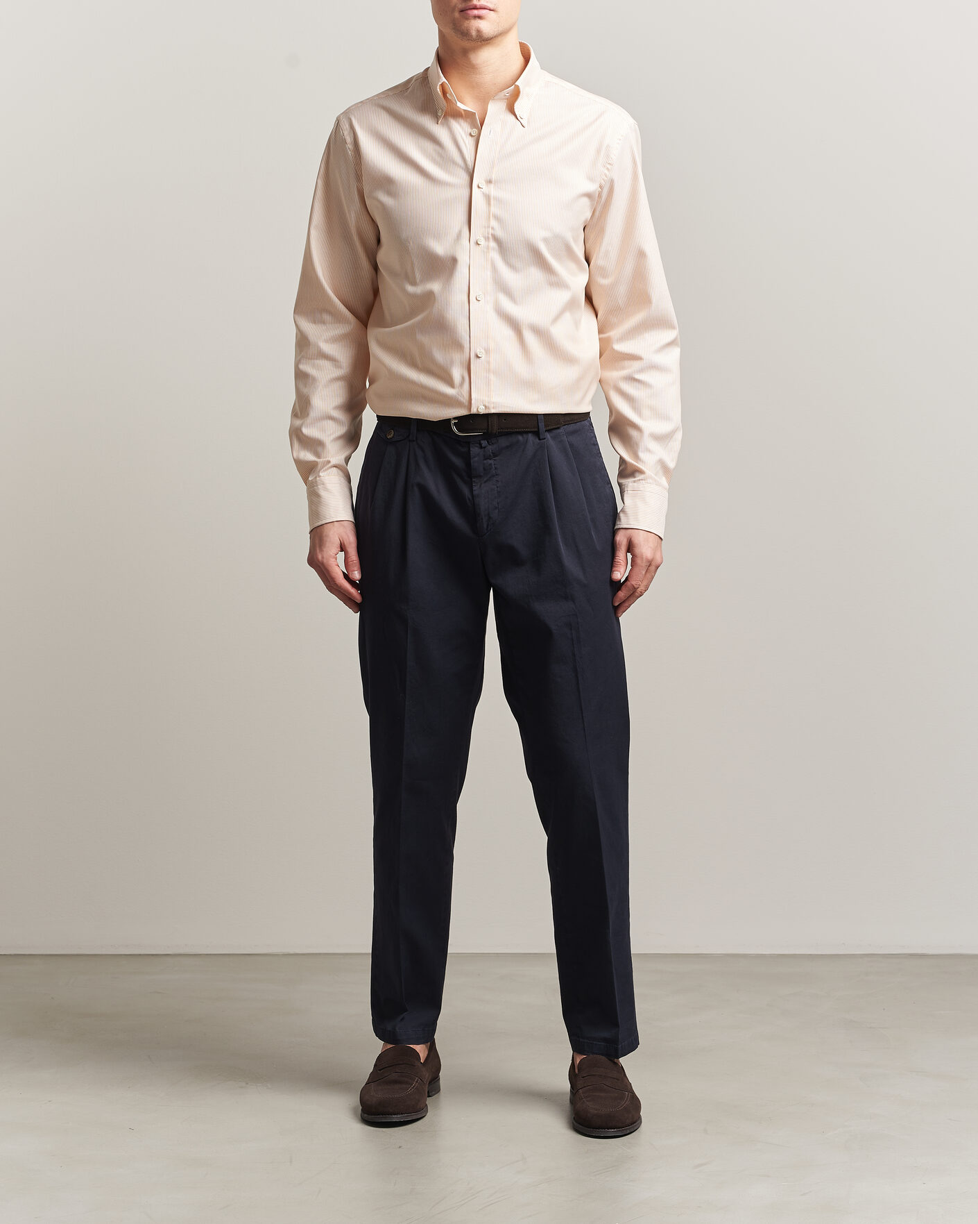 Herren | Hemden | Stenströms | Regular Fit Thin Striped Oxford Shirt Orange