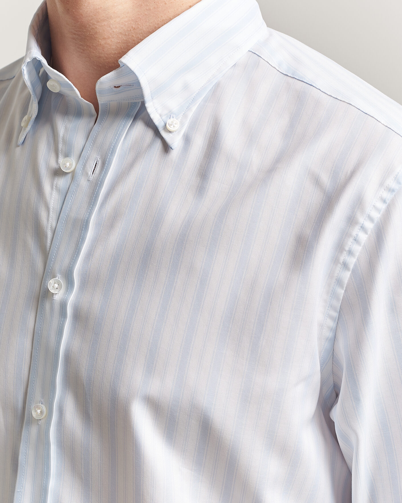 Herren | Hemden | Stenströms | Regular Fit Striped Oxford Shirt Light Blue