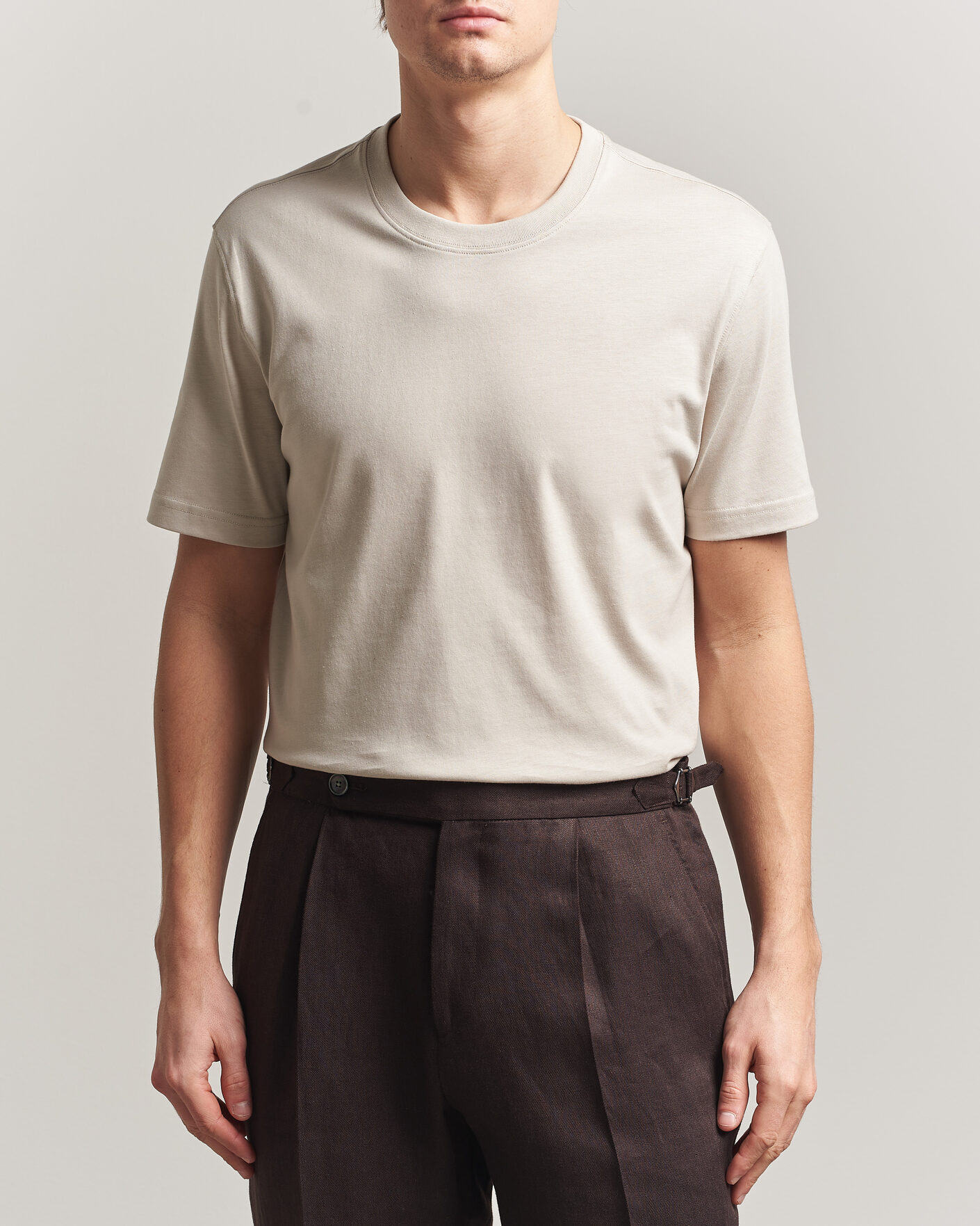 Herren | T-Shirts | Eton | Supima Cotton Crew Neck T-Shirt Beige