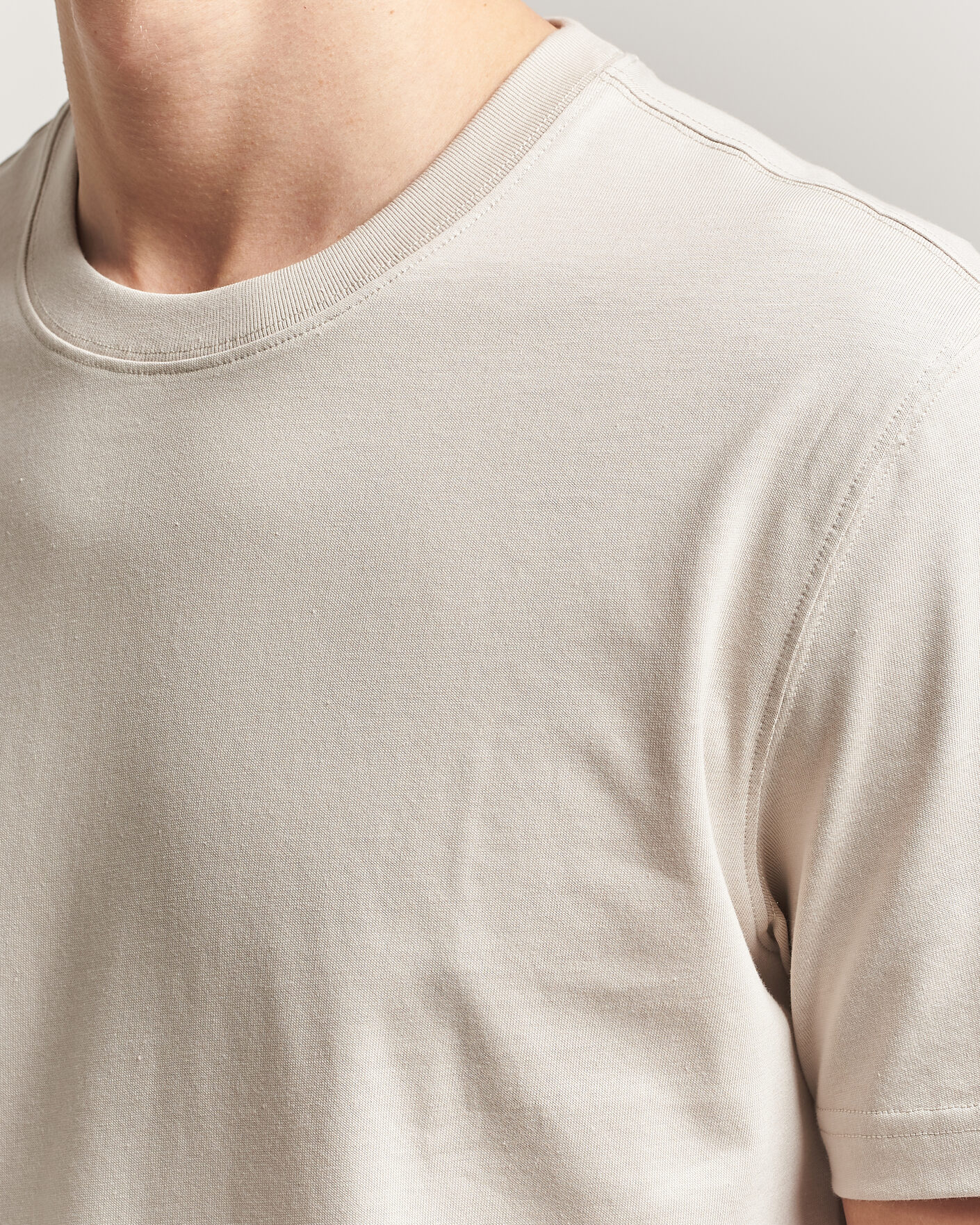 Herren | T-Shirts | Eton | Supima Cotton Crew Neck T-Shirt Beige