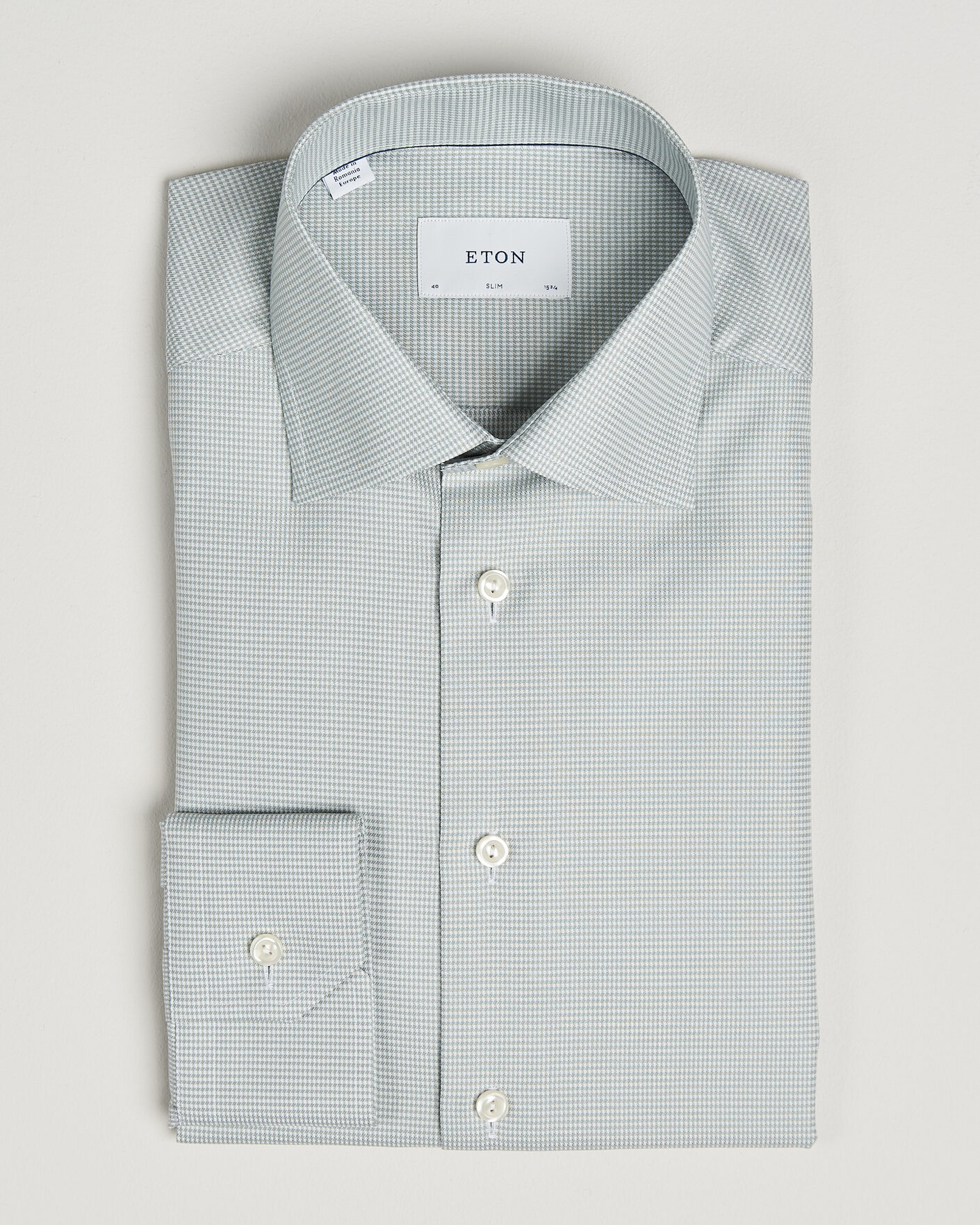 Herren | Hemden | Eton | Slim Fit Signature Twill Houndstooth Shirt Light Green