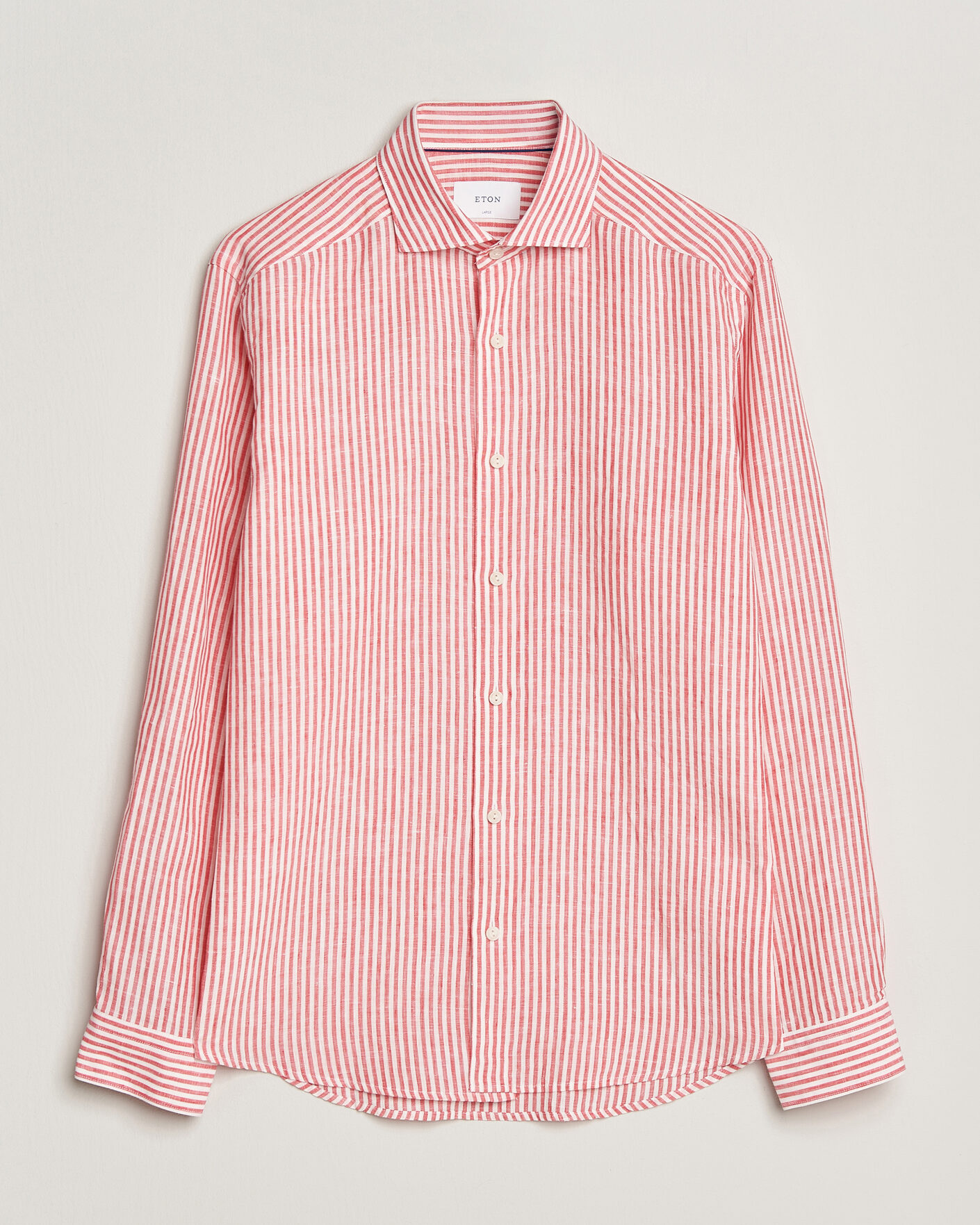 Herren | Hemden | Eton | Casual Fit Striped Linen Shirt Red
