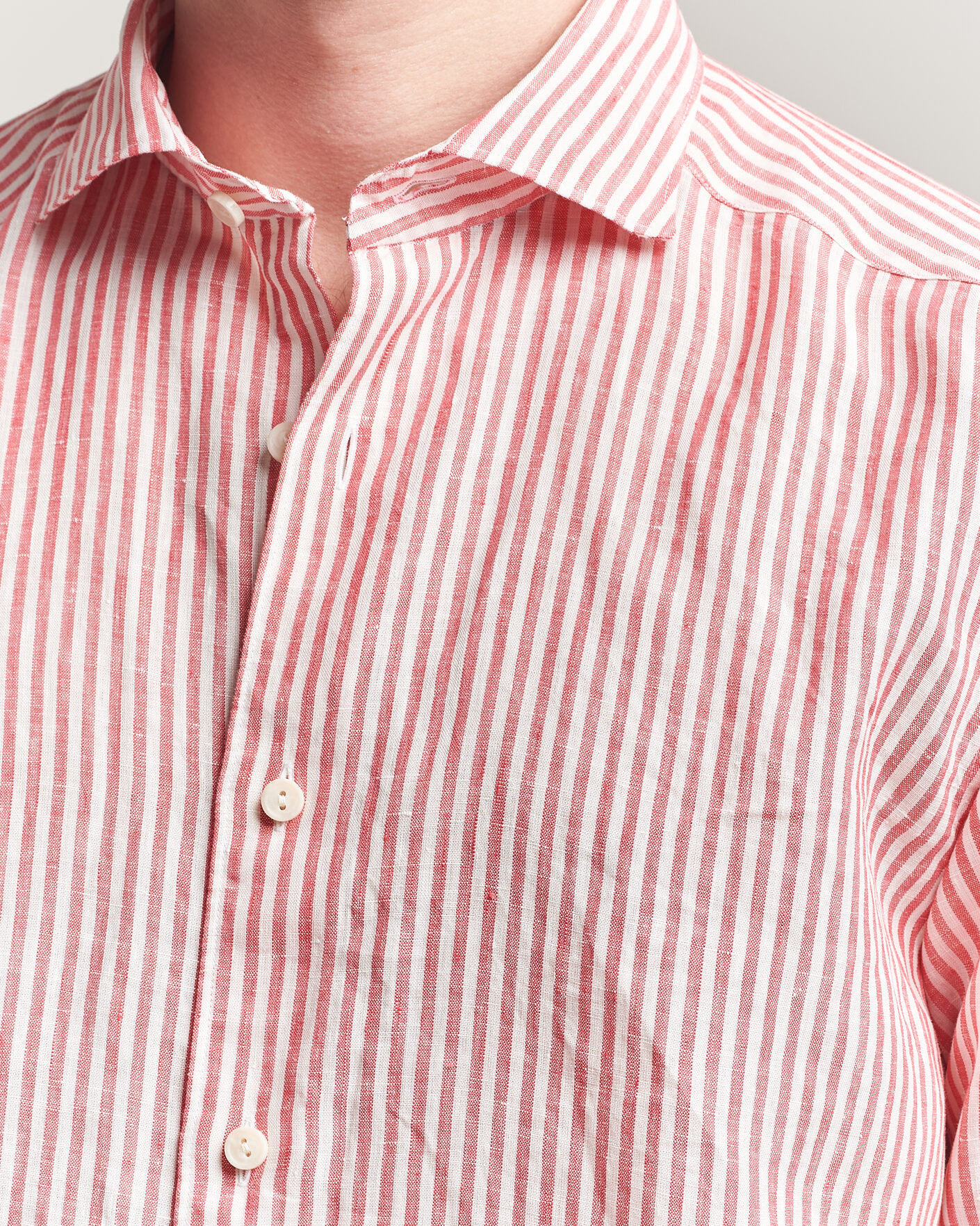 Herren | Hemden | Eton | Casual Fit Striped Linen Shirt Red