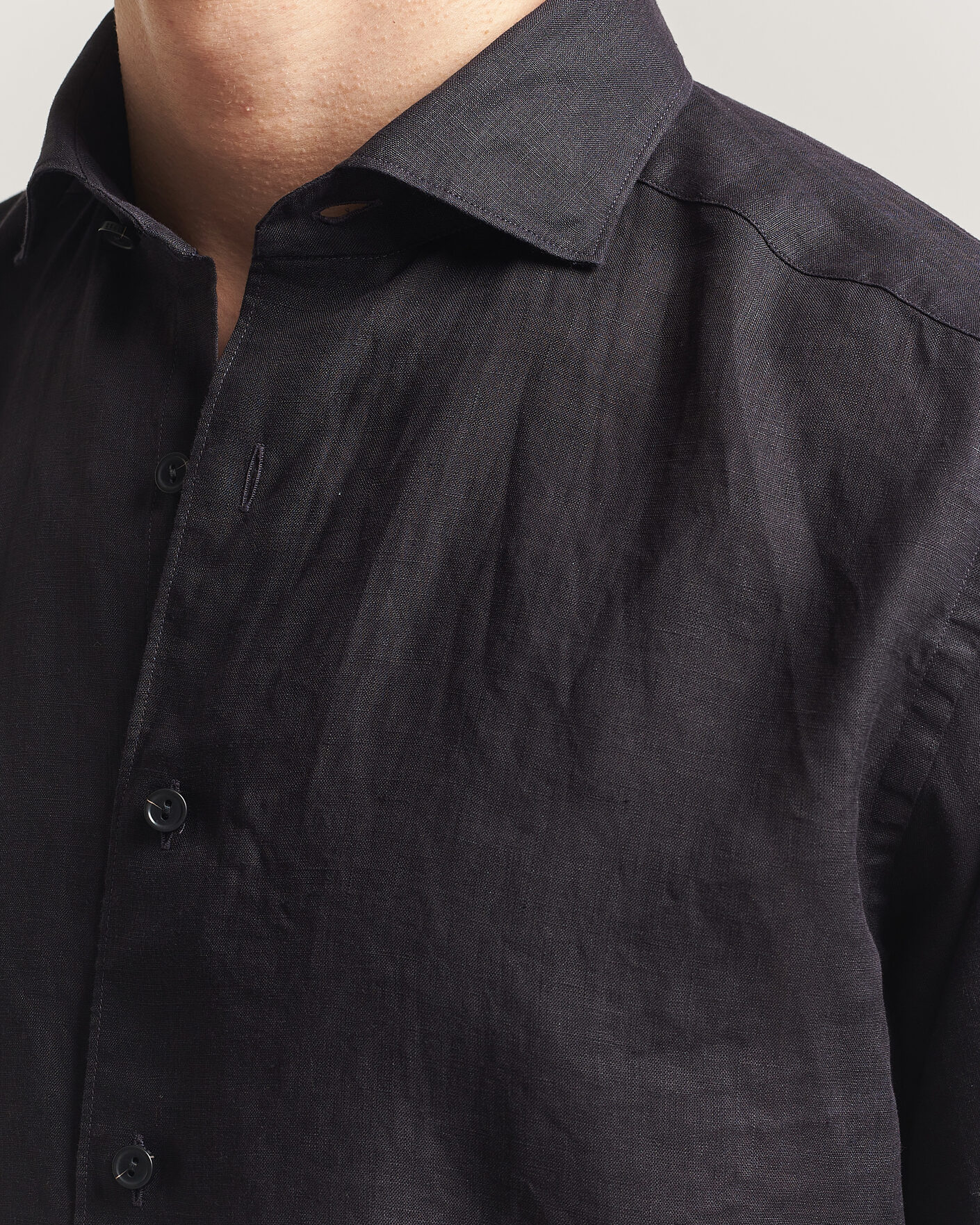 Herren | Hemden | Eton | Casual Fit Linen Shirt Black
