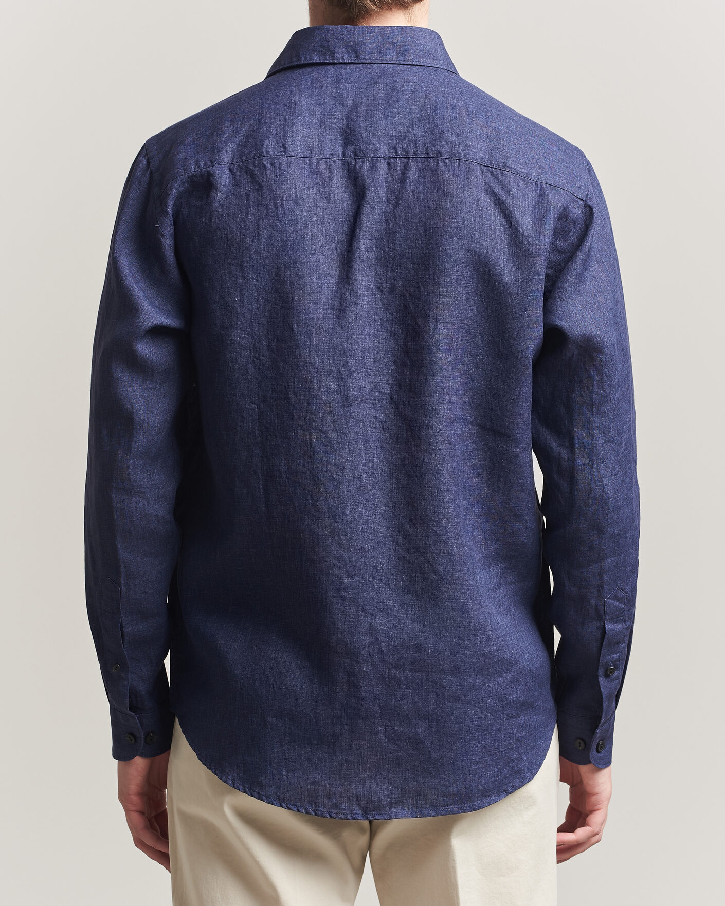 Herren | Hemden | Eton | Casual Fit Linen Shirt Navy Blue